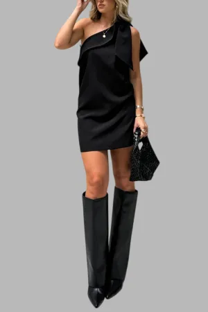 1 Fashion - One Shoulder bow Tie Short Dress