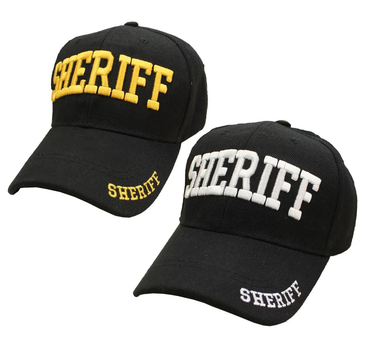 Black and Navy Caps with ID on Front, Rim, and Back