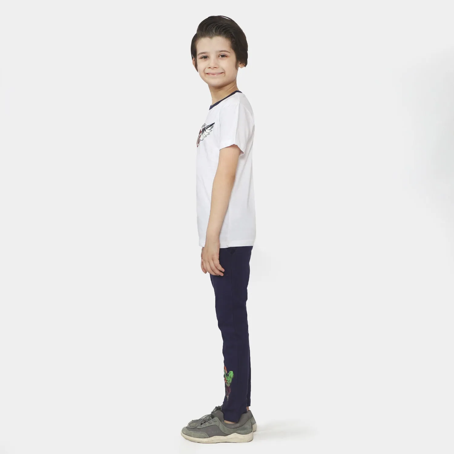 Boys Cotton 2Pcs Suit Character - White