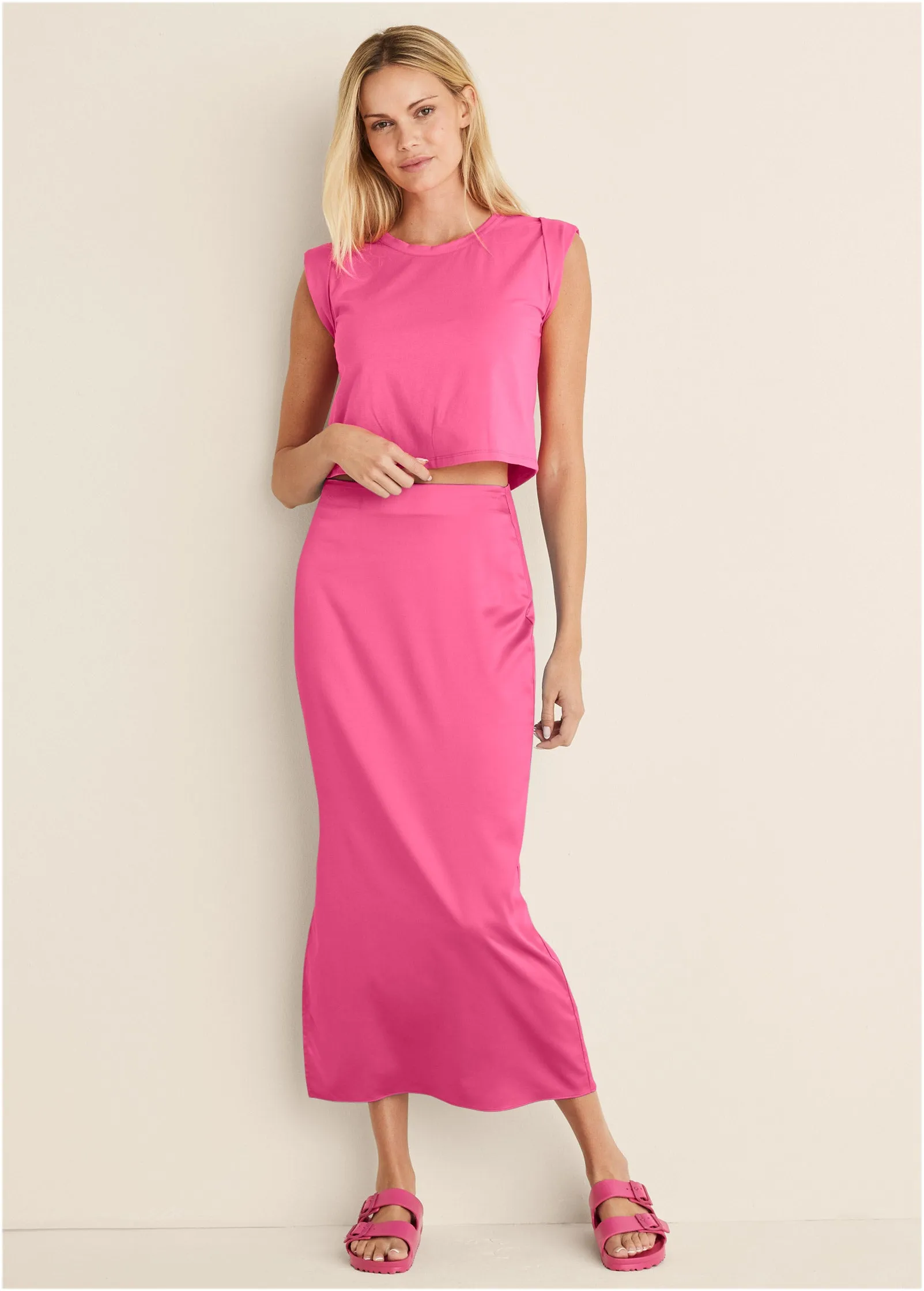 Cap Sleeve Tee - Hot Pink