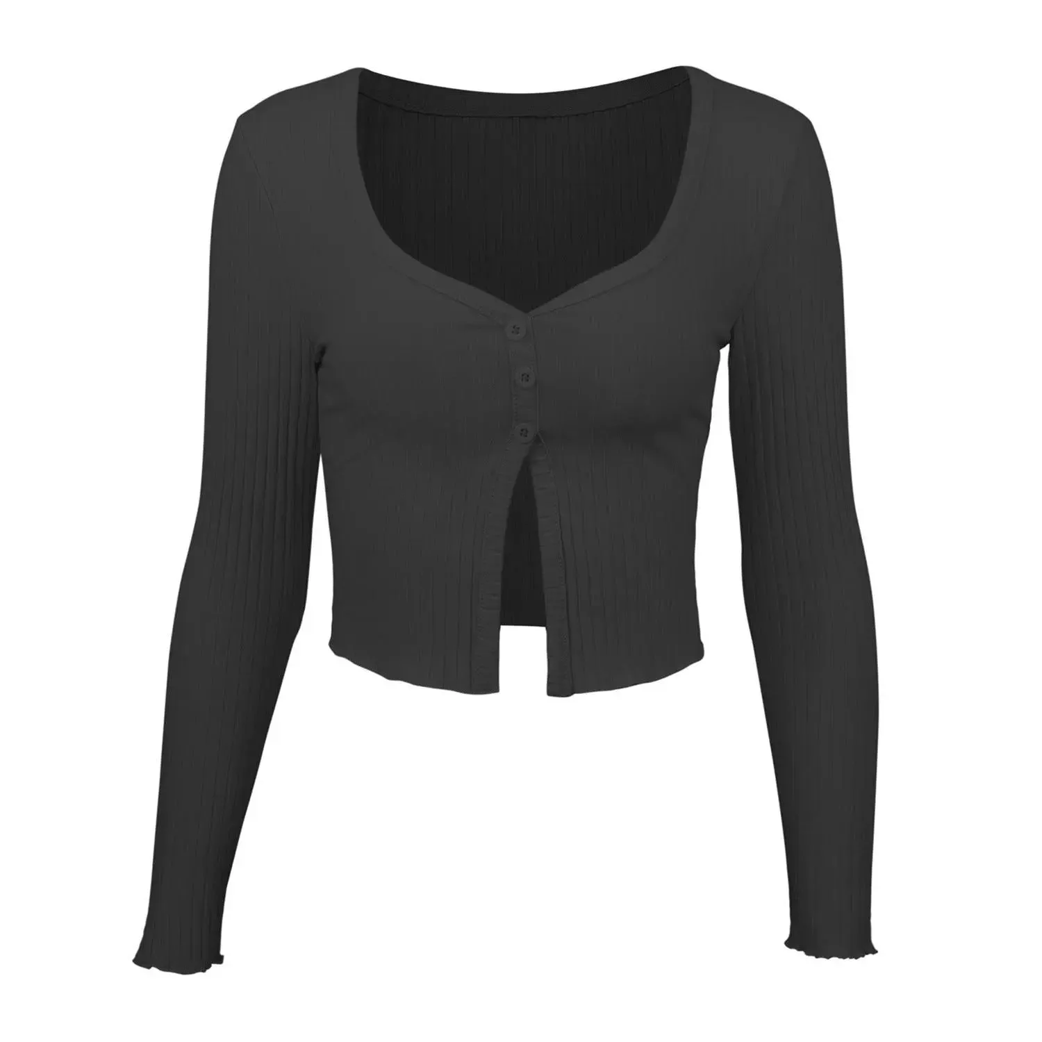 Chic Ribbed Button-Front Crop Top