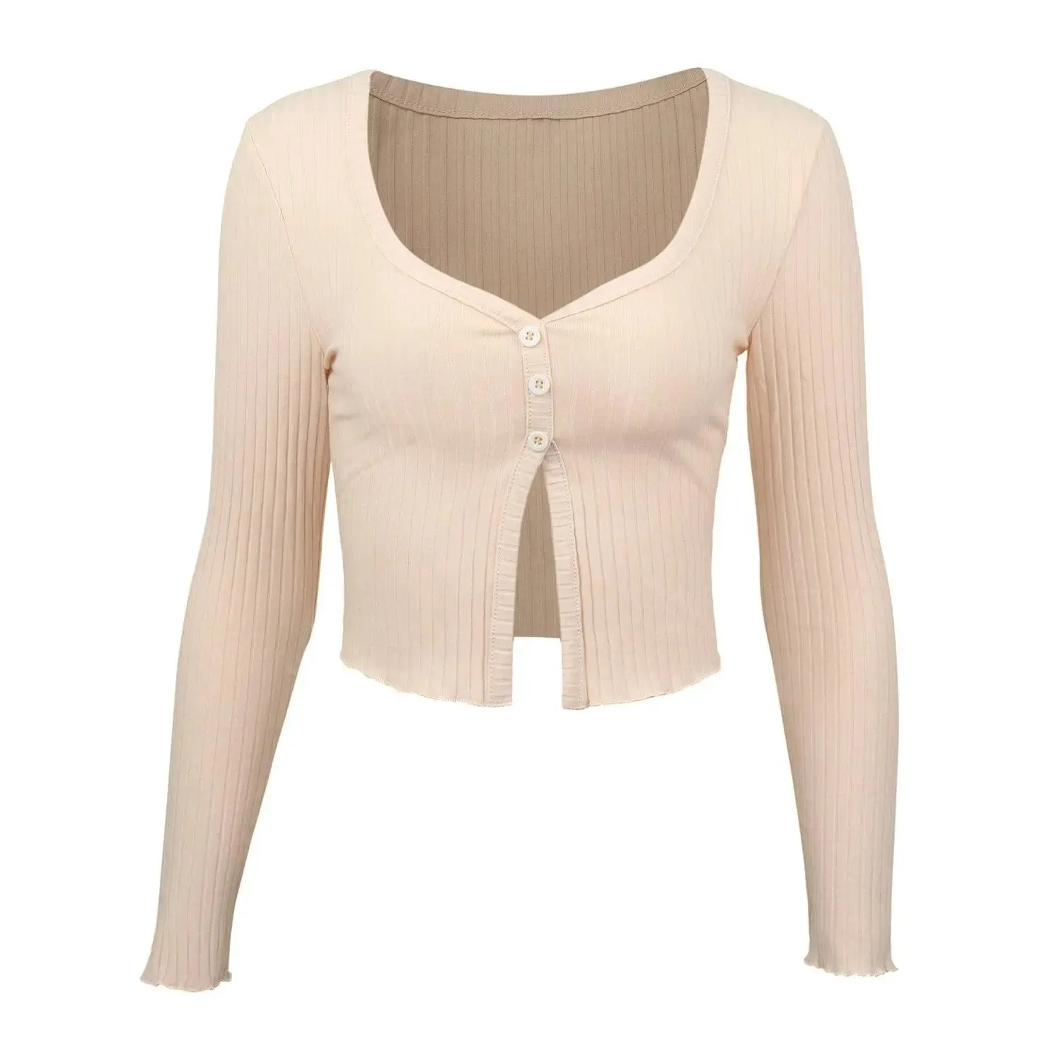 Chic Ribbed Button-Front Crop Top