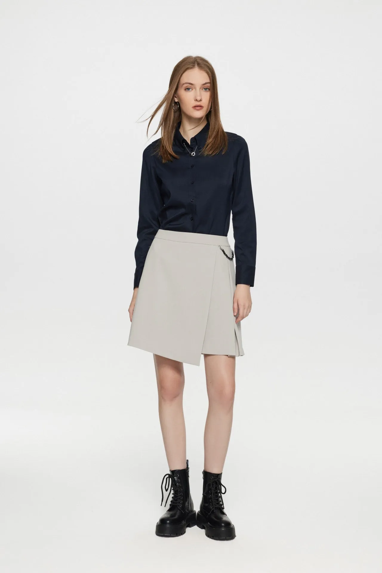 Colin COOLMAX Yarn-dyed Plainweave Shirt with Detachable Collar Chain