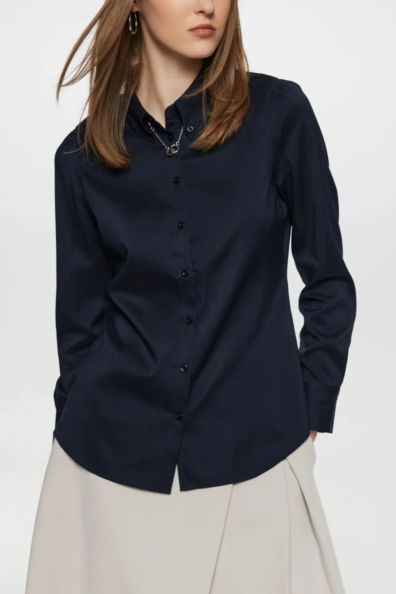 Colin COOLMAX Yarn-dyed Plainweave Shirt with Detachable Collar Chain