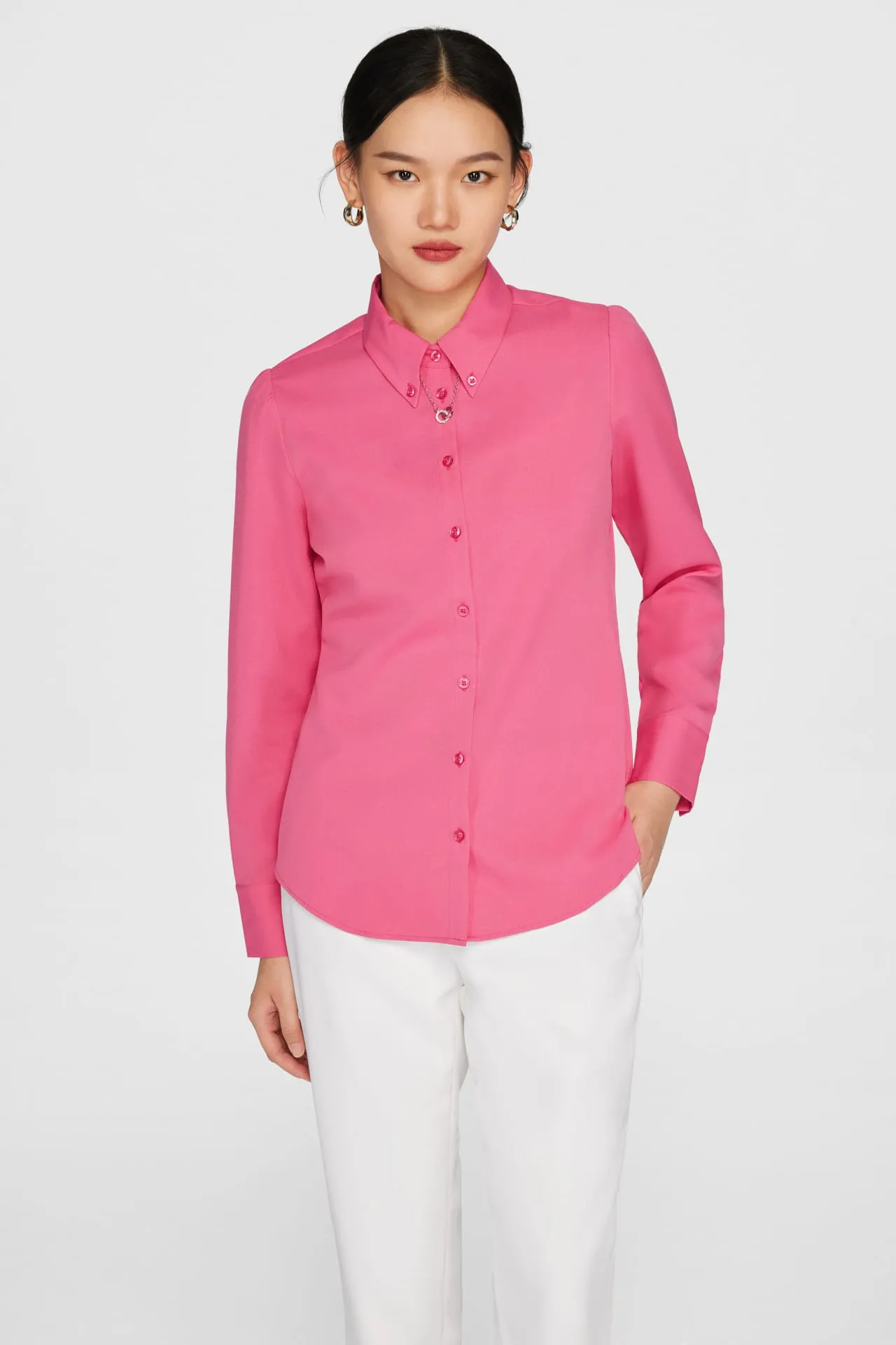 Colin COOLMAX Yarn-dyed Plainweave Shirt with Detachable Collar Chain