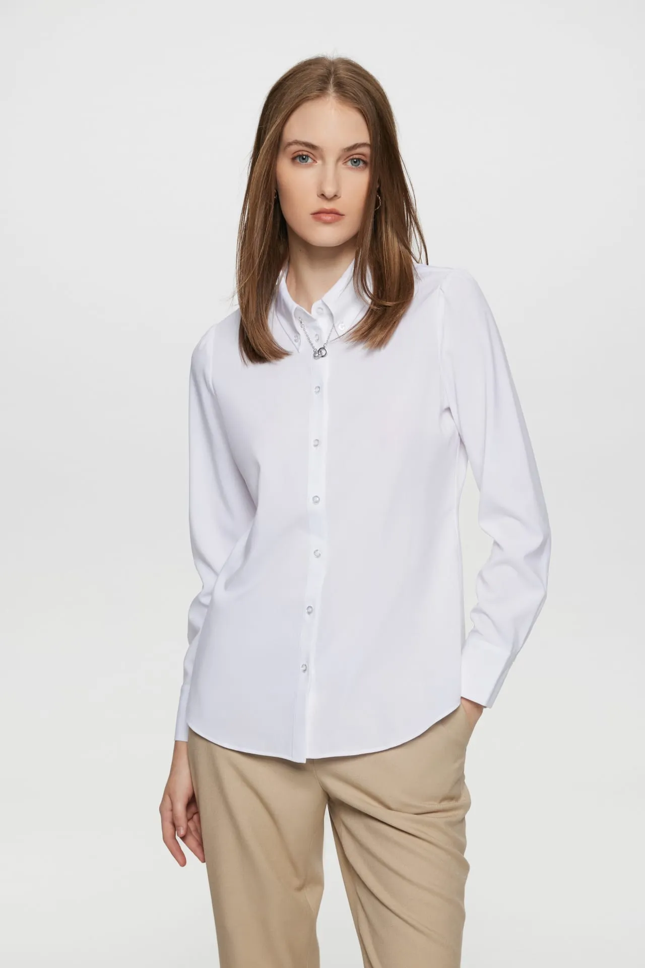 Colin COOLMAX Yarn-dyed Plainweave Shirt with Detachable Collar Chain