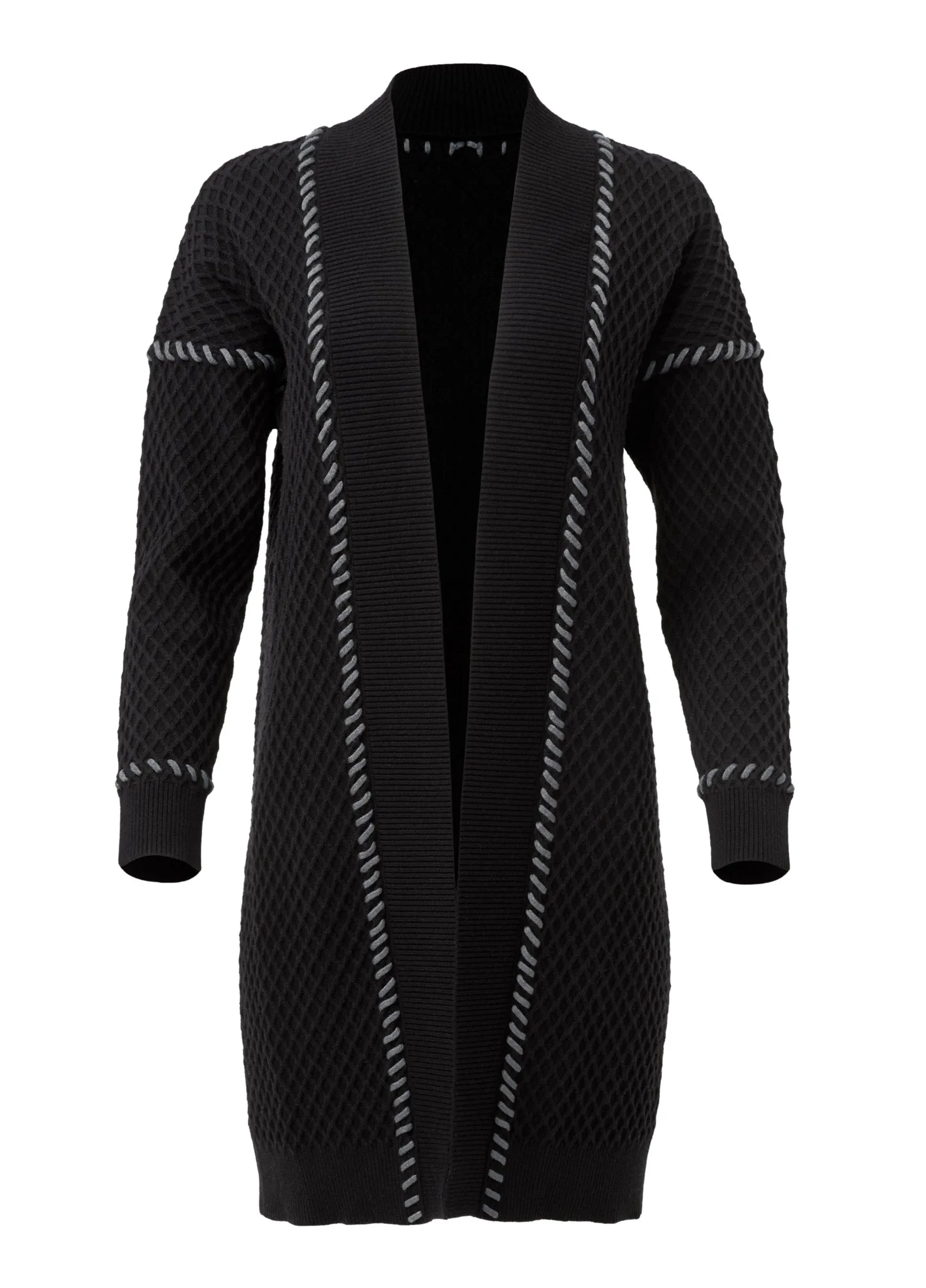 Contrast Stitch Cardigan - Black