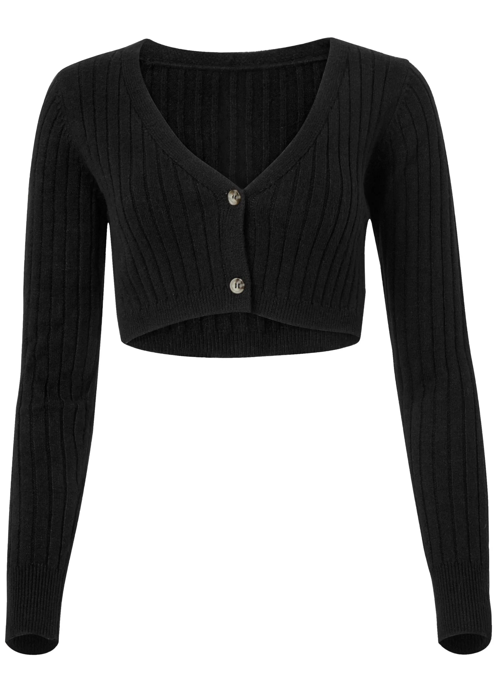 Cropped Cardigan - Black