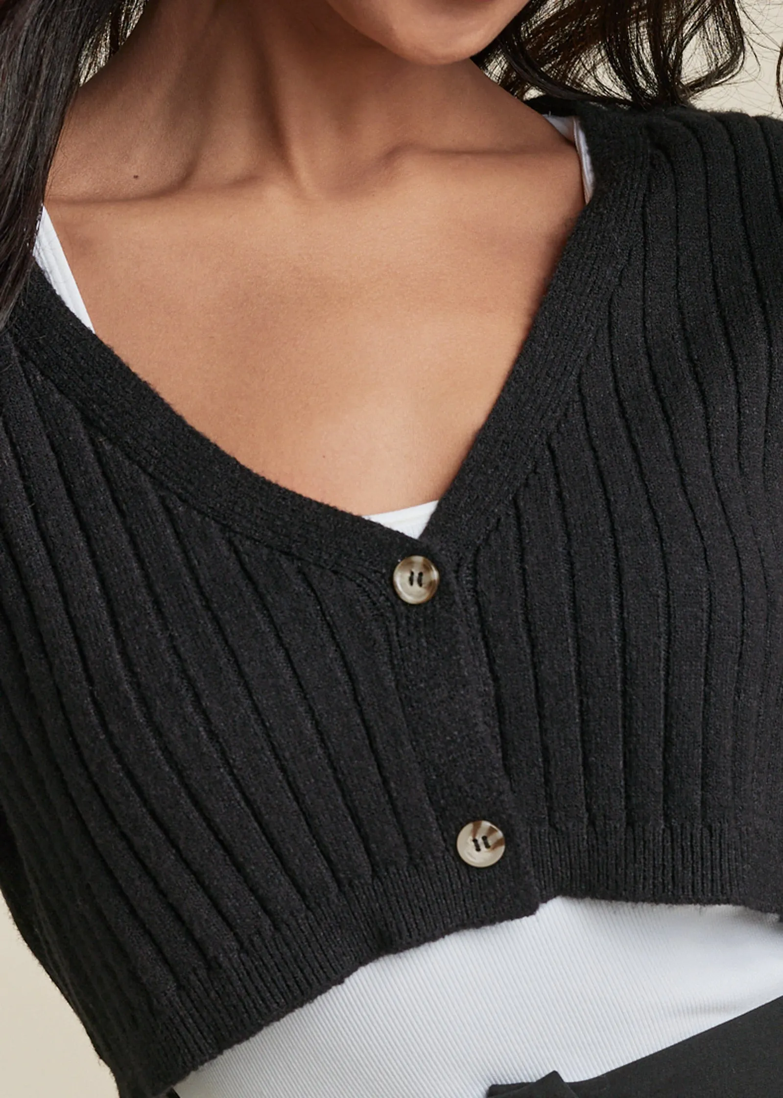 Cropped Cardigan - Black
