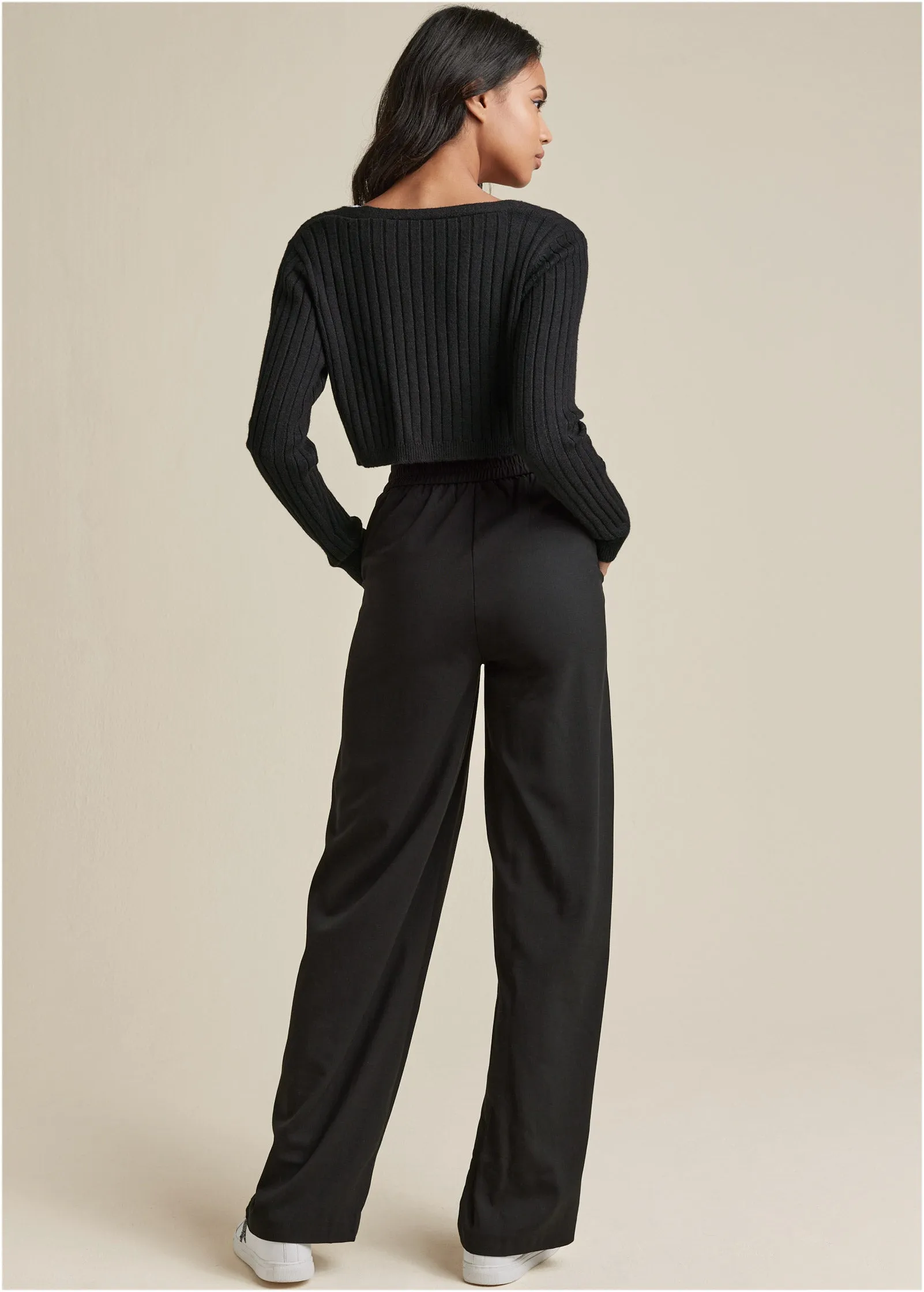 Cropped Cardigan - Black