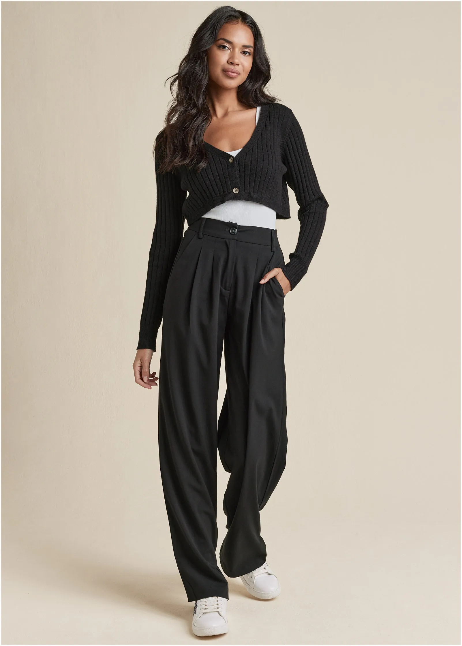 Cropped Cardigan - Black
