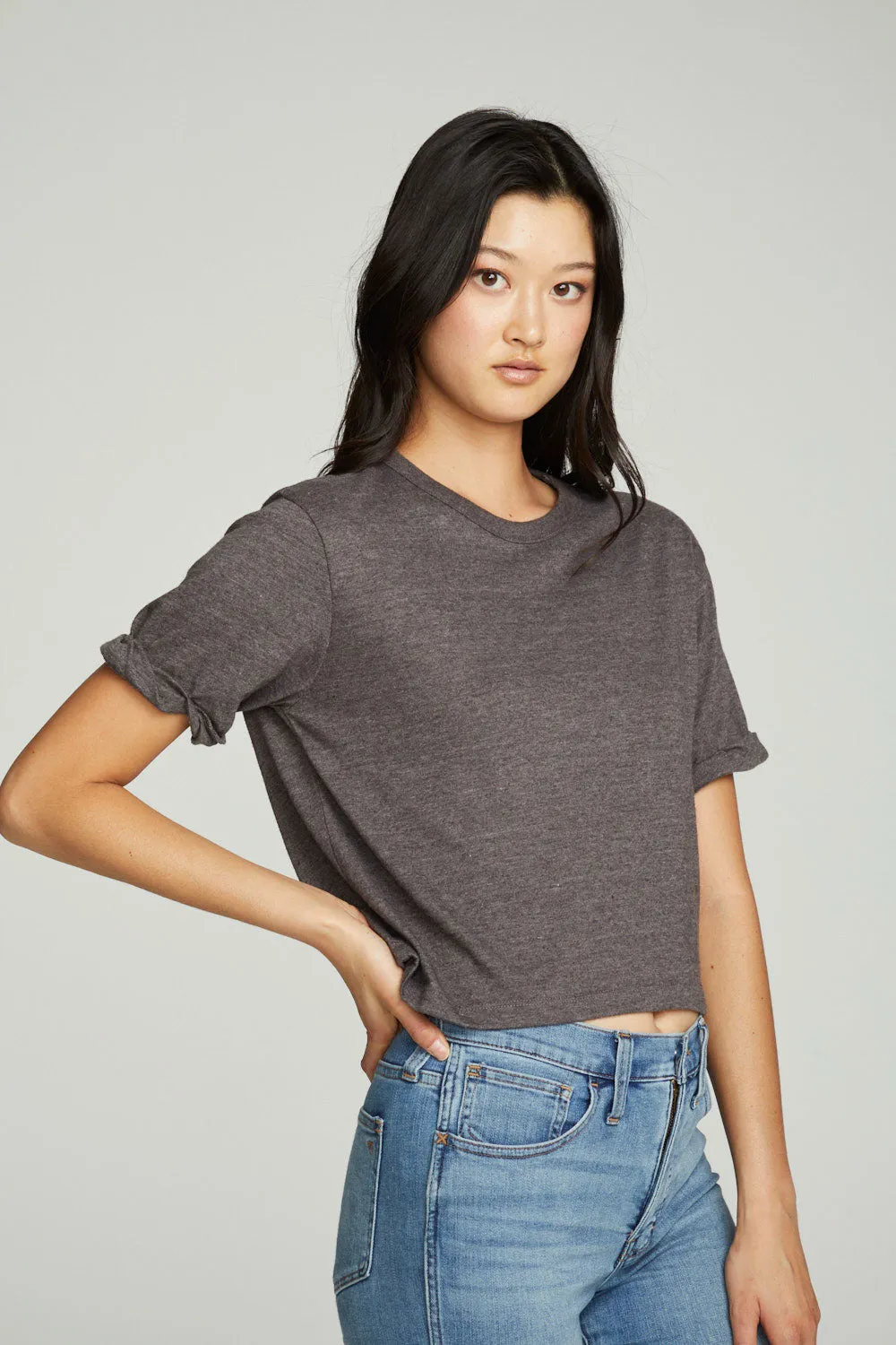 Cropped Crew Neck Short Sleeve Tee