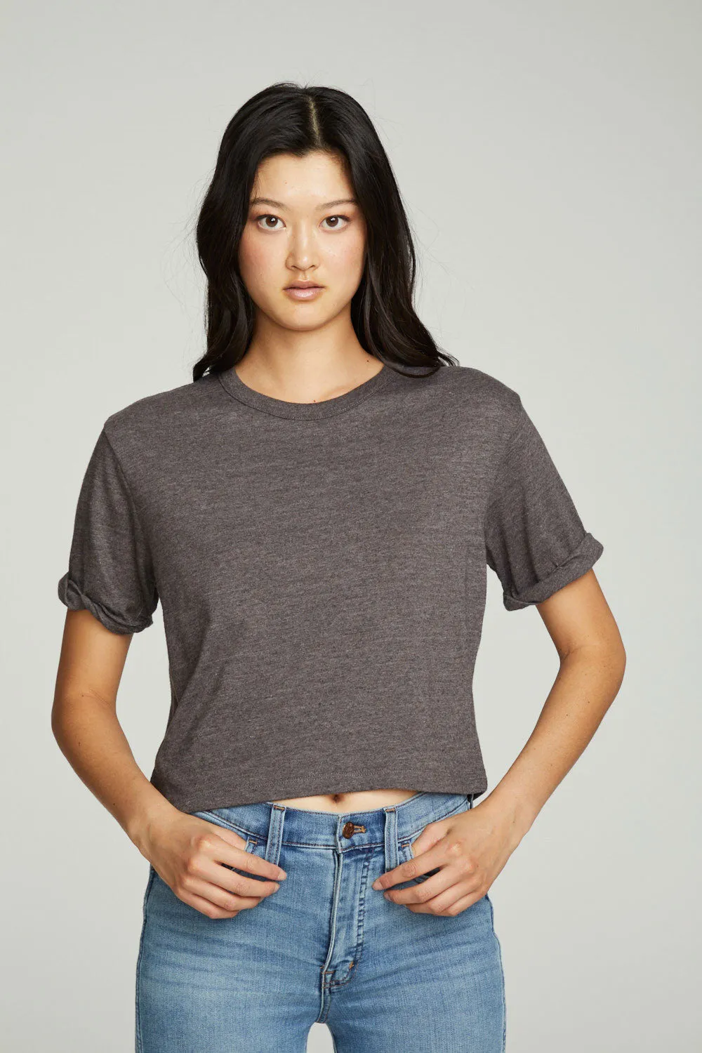 Cropped Crew Neck Short Sleeve Tee