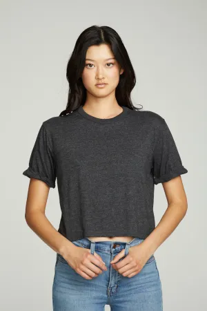 Cropped Crew Neck Short Sleeve Tee