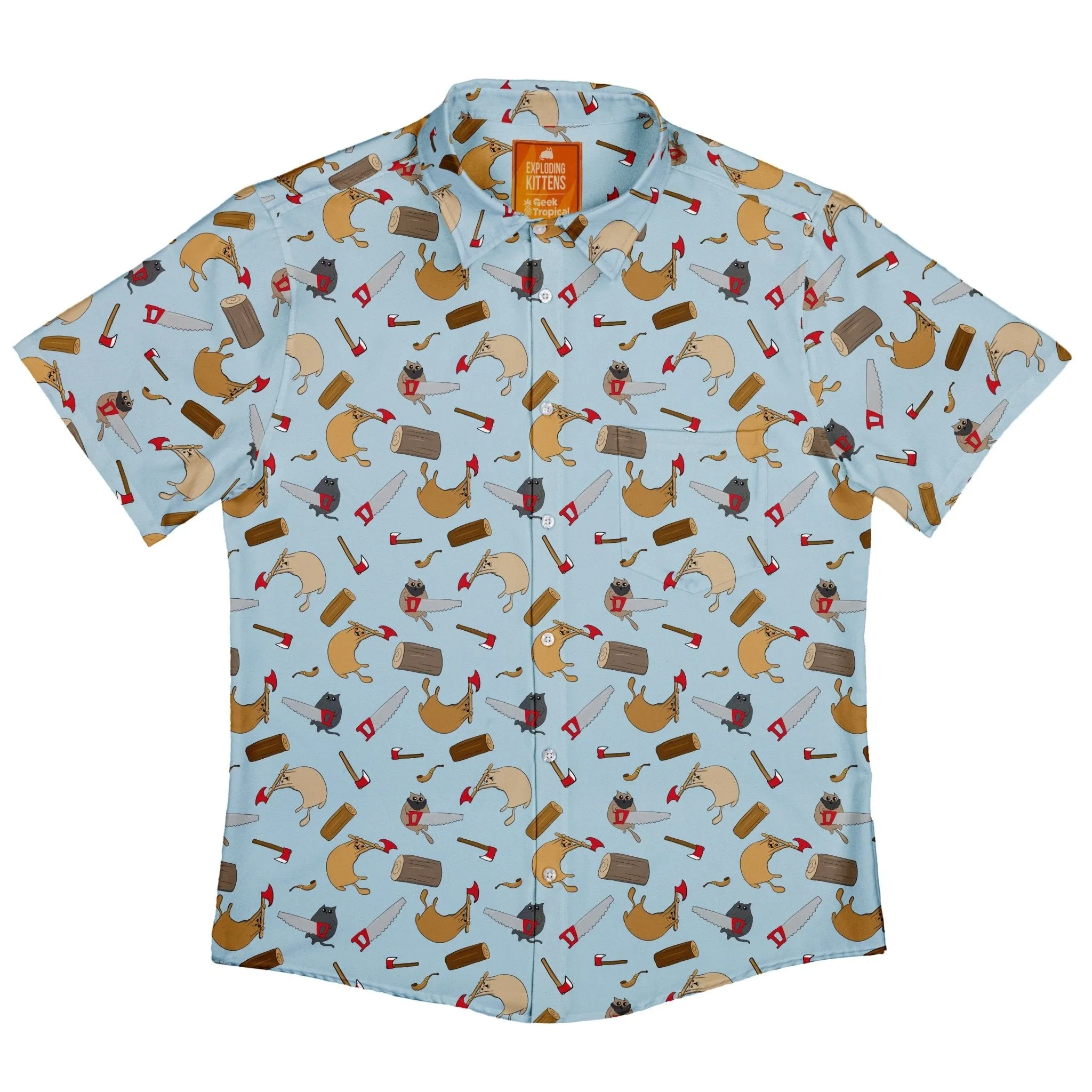 Exploding Kittens Lumber Cats Button Up Shirt