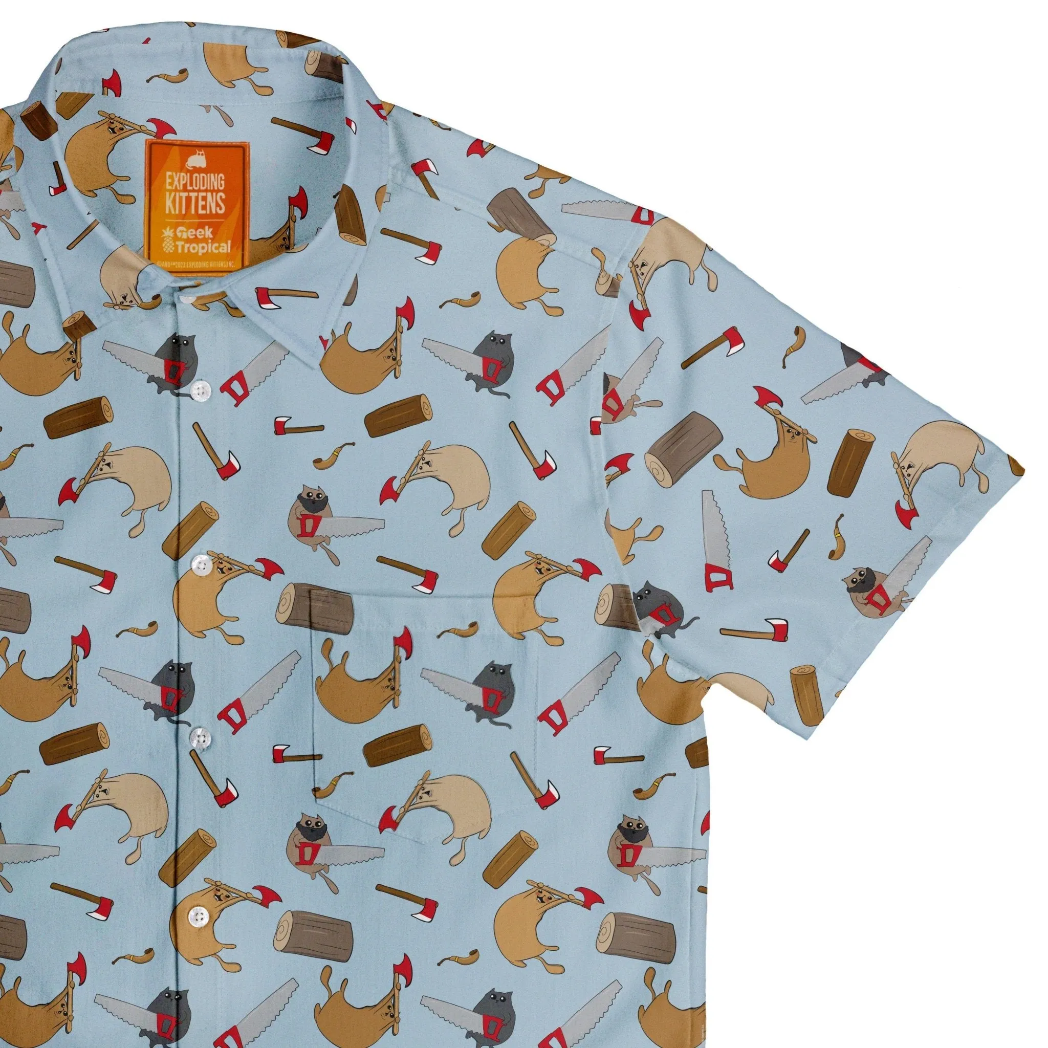 Exploding Kittens Lumber Cats Button Up Shirt