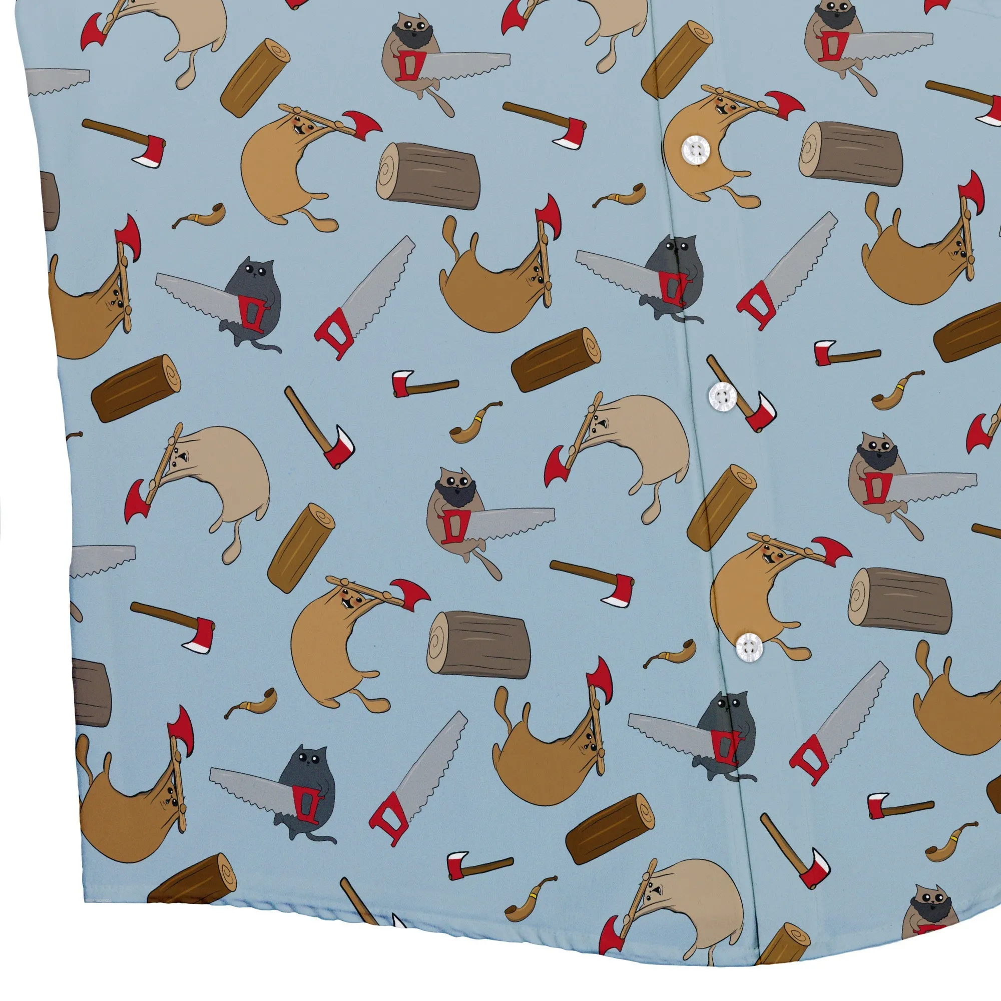 Exploding Kittens Lumber Cats Button Up Shirt