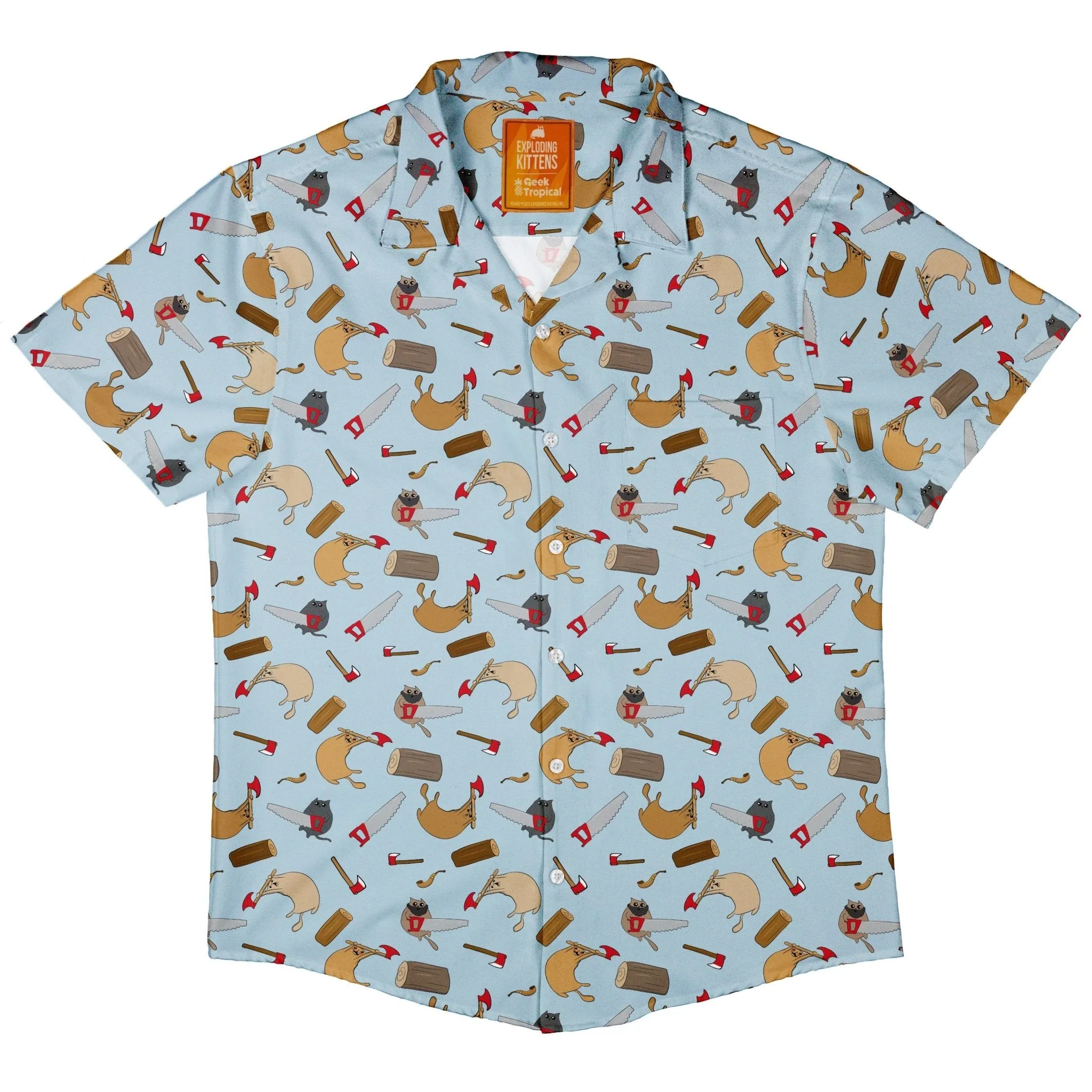 Exploding Kittens Lumber Cats Button Up Shirt