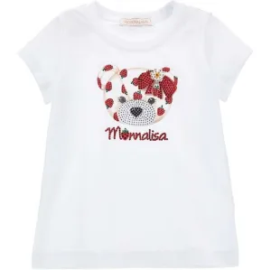 Girls White Teddy T-Shirt