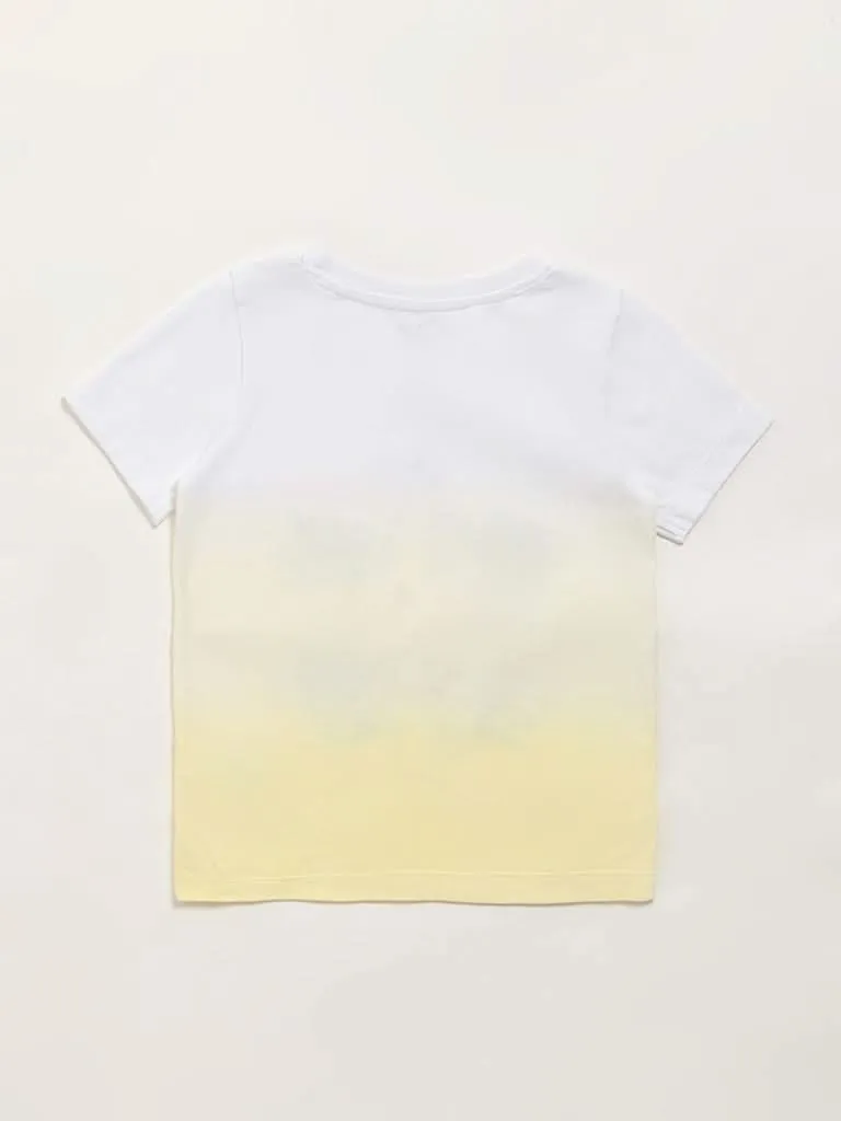 HOP Kids Light Yellow Printed T-Shirt