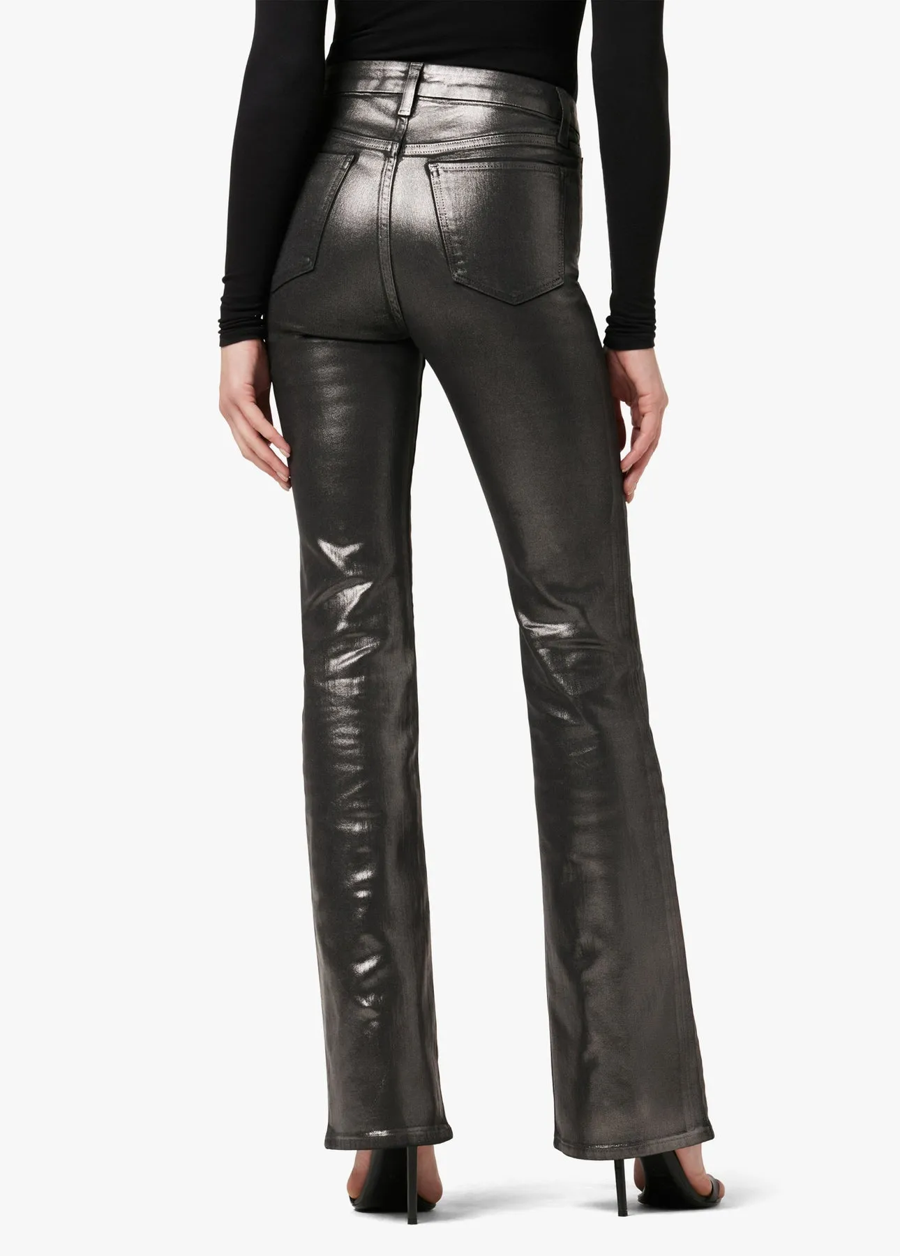 Joes Jeans Hi Honey High Rise Curvy Boot Cut Foil Pants in Gunmetal