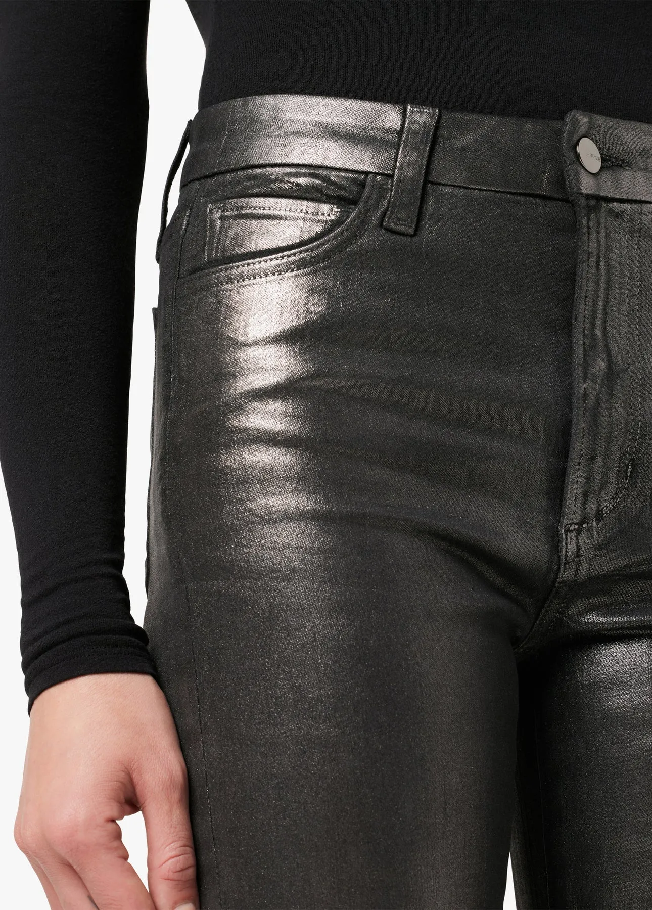 Joes Jeans Hi Honey High Rise Curvy Boot Cut Foil Pants in Gunmetal