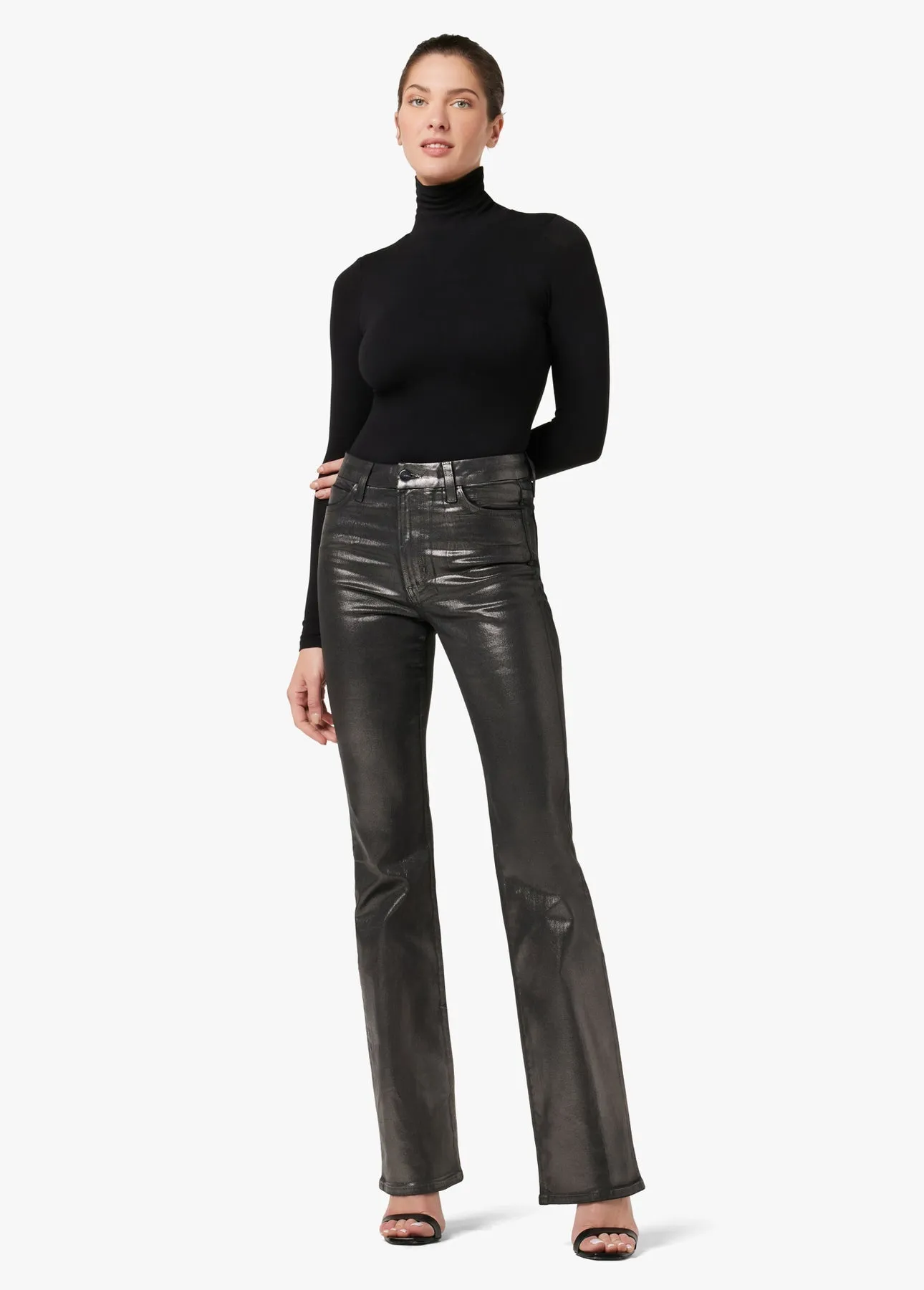 Joes Jeans Hi Honey High Rise Curvy Boot Cut Foil Pants in Gunmetal