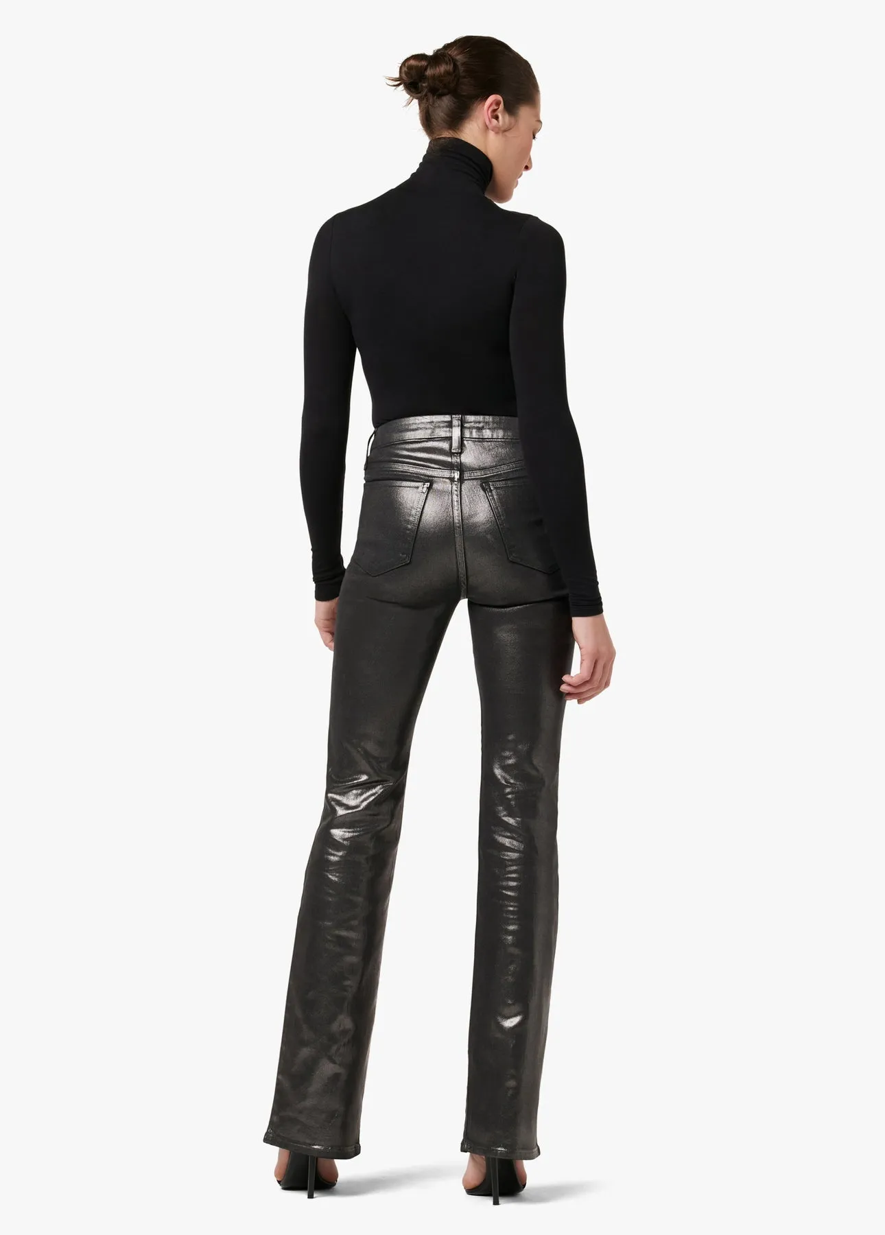 Joes Jeans Hi Honey High Rise Curvy Boot Cut Foil Pants in Gunmetal