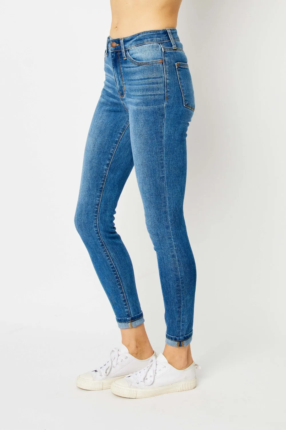 Judy Blue Cuffed Hem Skinny Jeans (Online Exclusive)