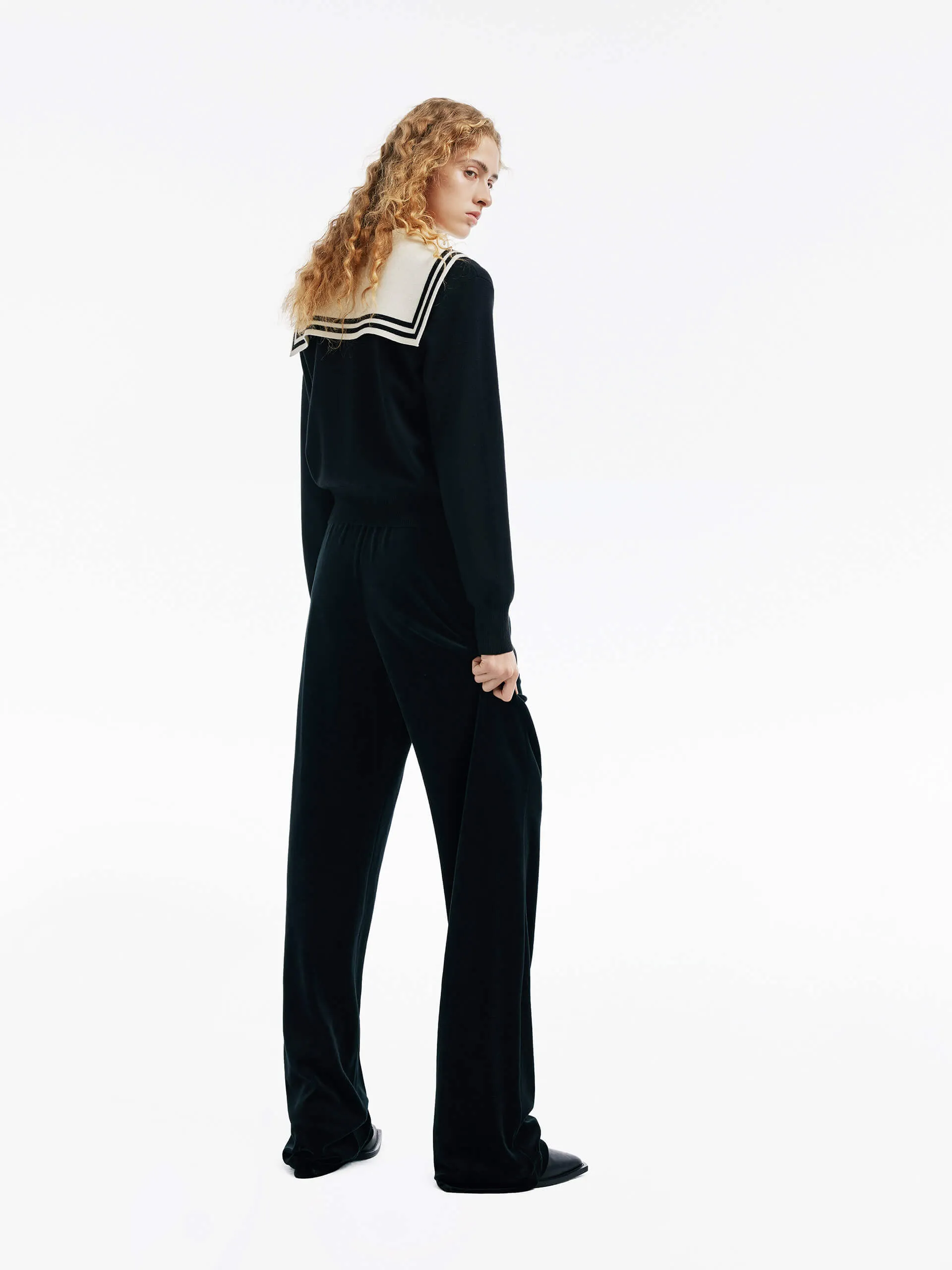 Navy Collar Knit Cardigan