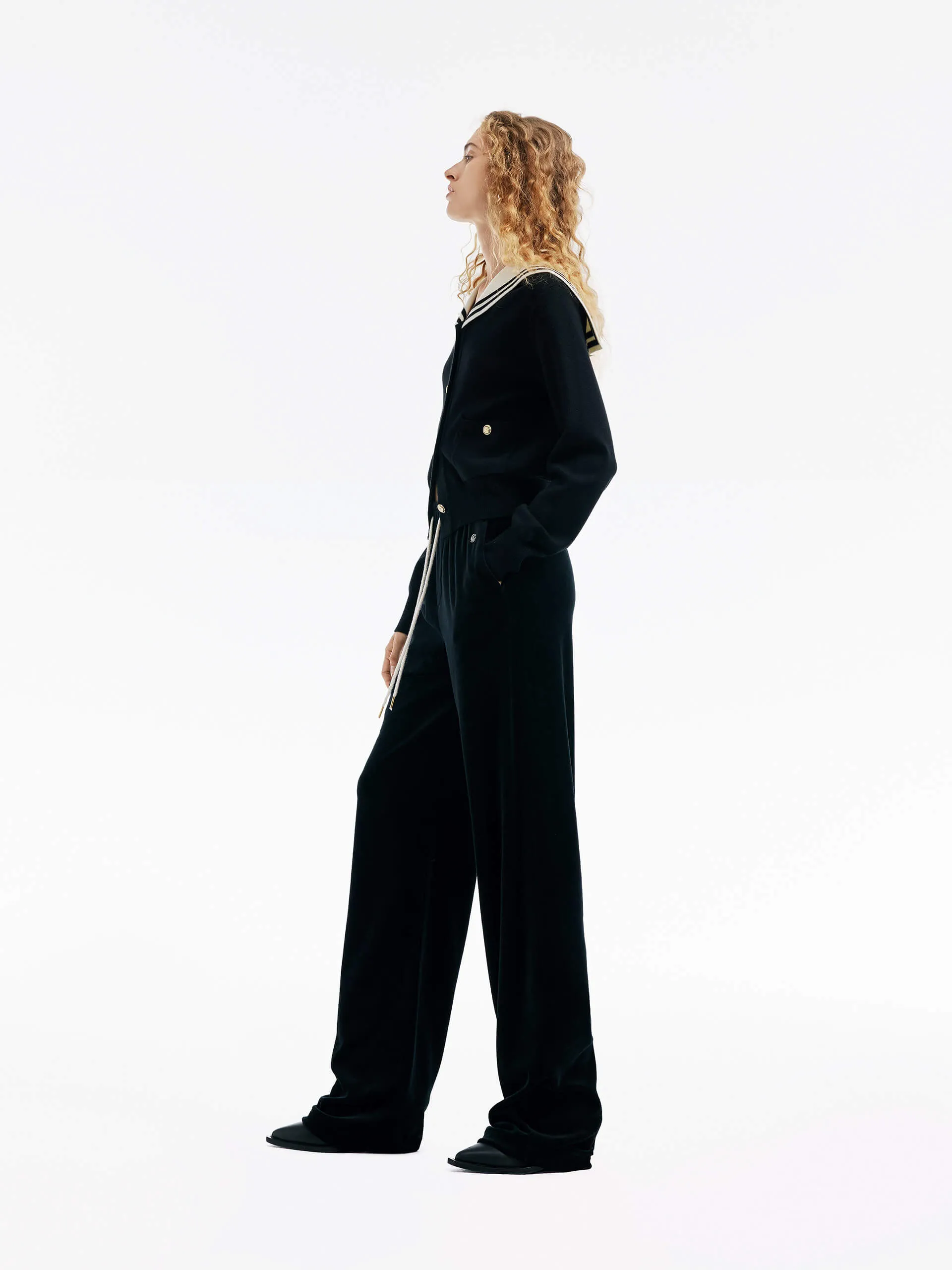 Navy Collar Knit Cardigan