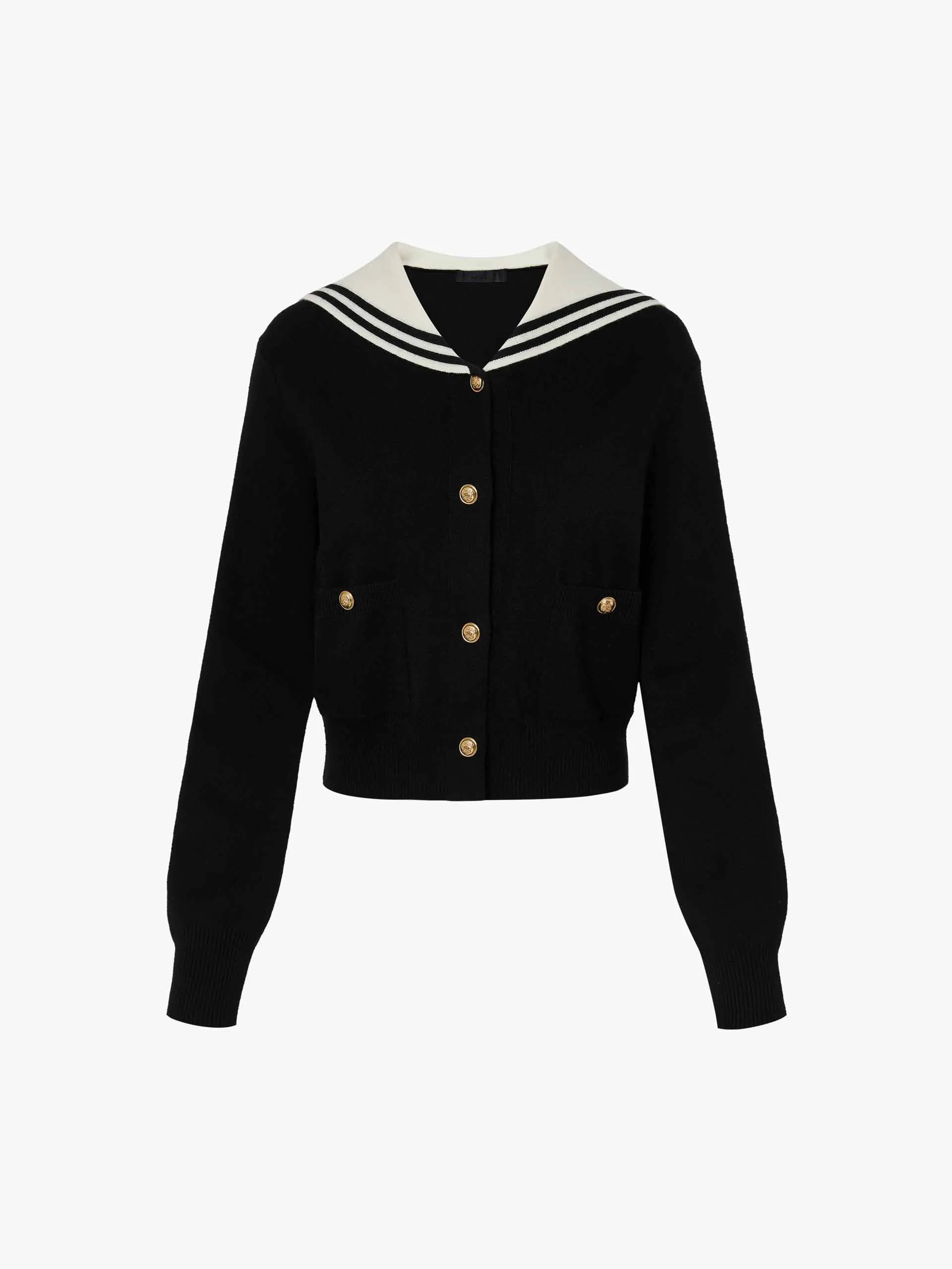 Navy Collar Knit Cardigan