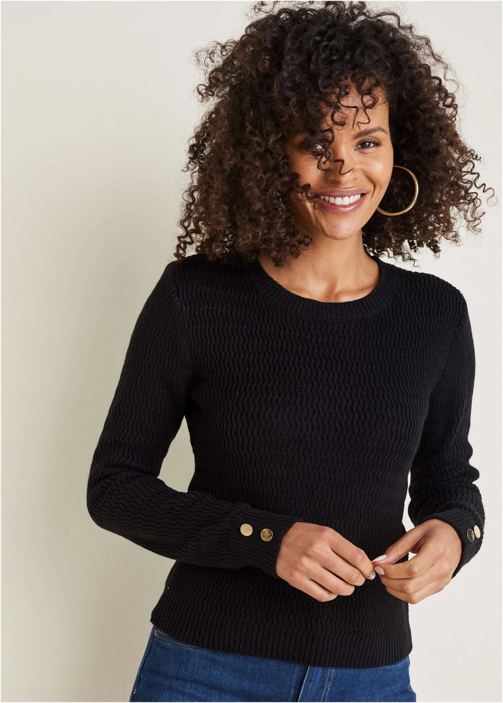 Open Stitch Sweater - Black