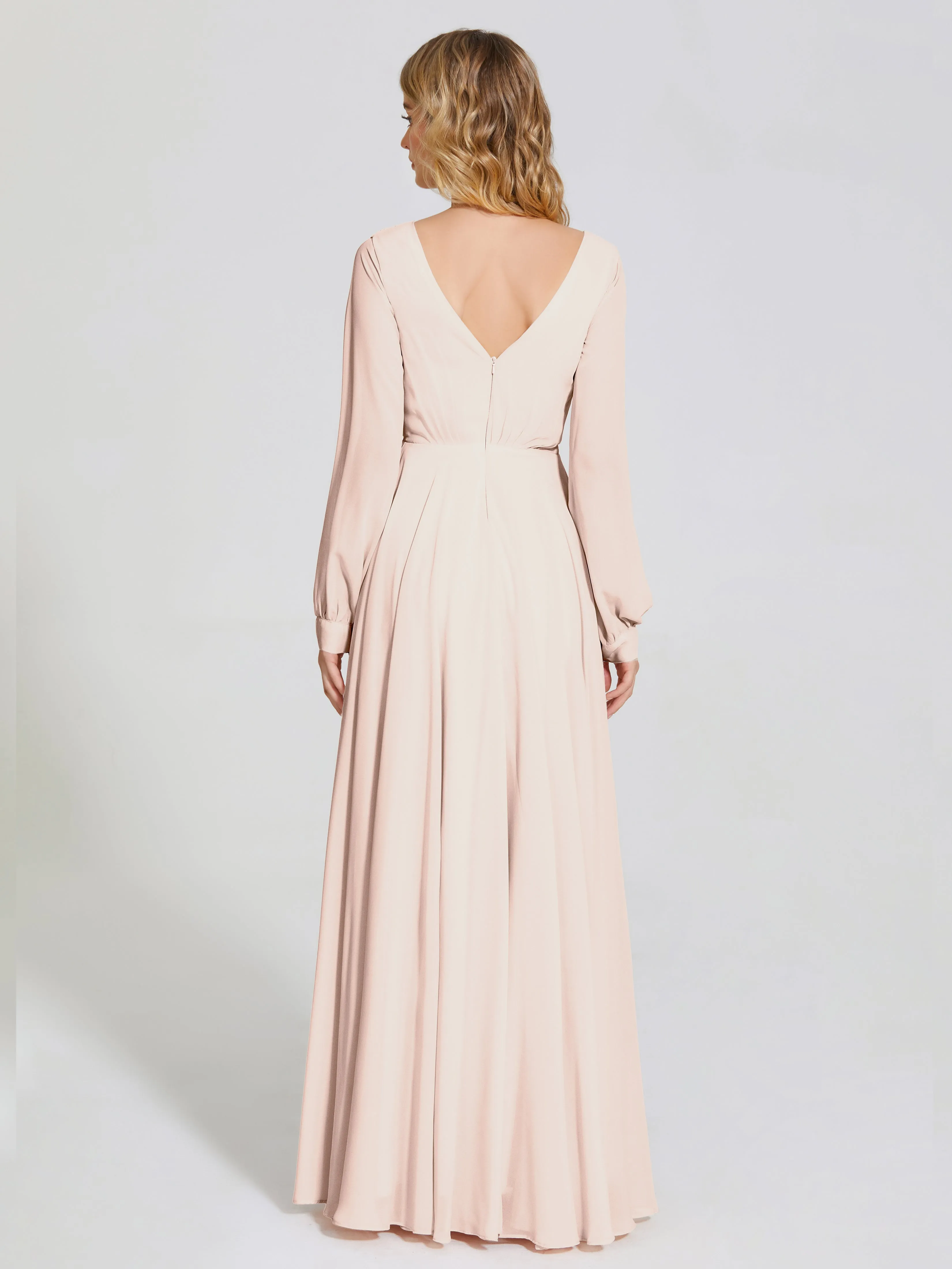 Raegan Simple Long Sleeves Chiffon Bridesmaid Dresses