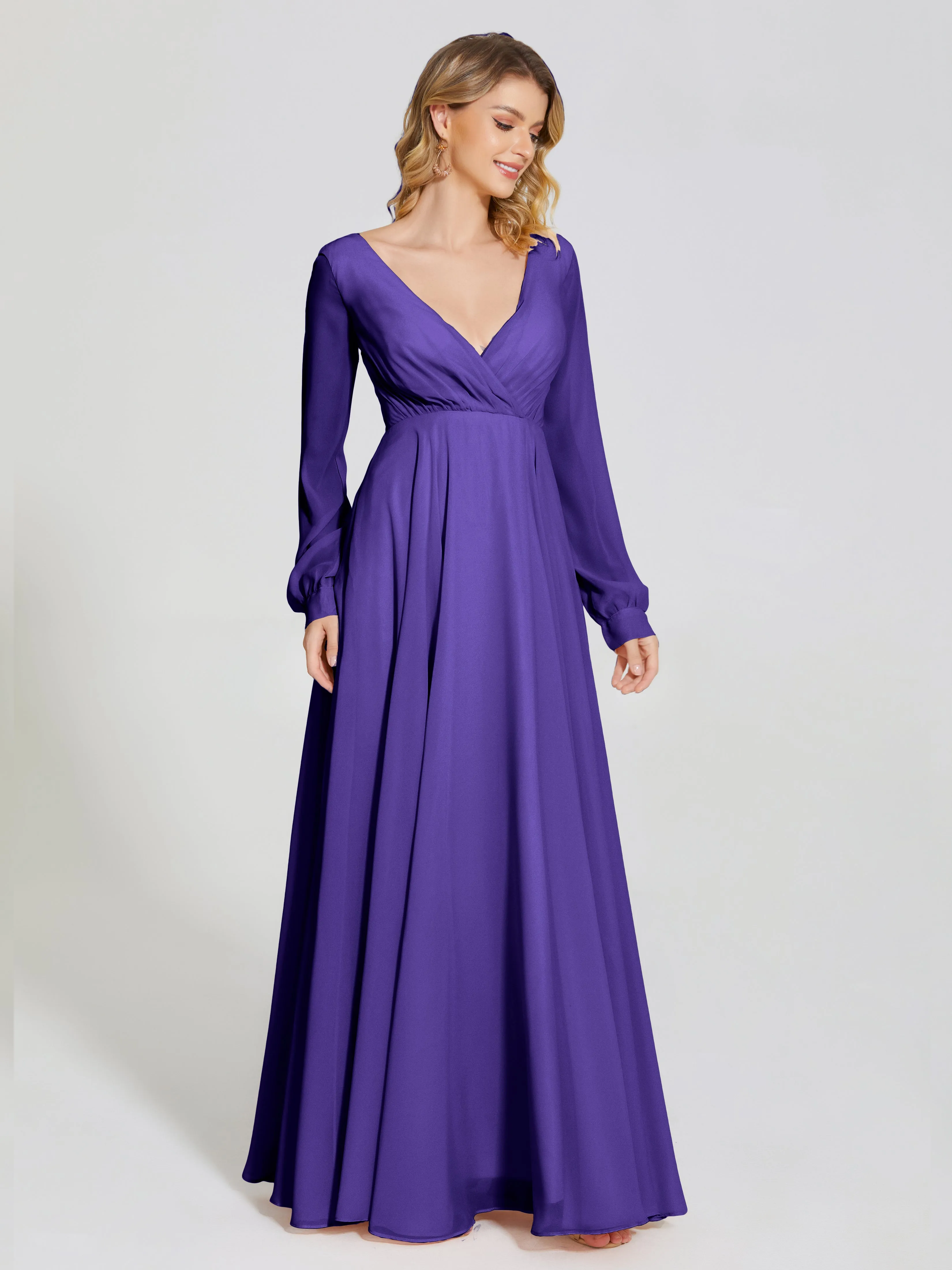 Raegan Simple Long Sleeves Chiffon Bridesmaid Dresses