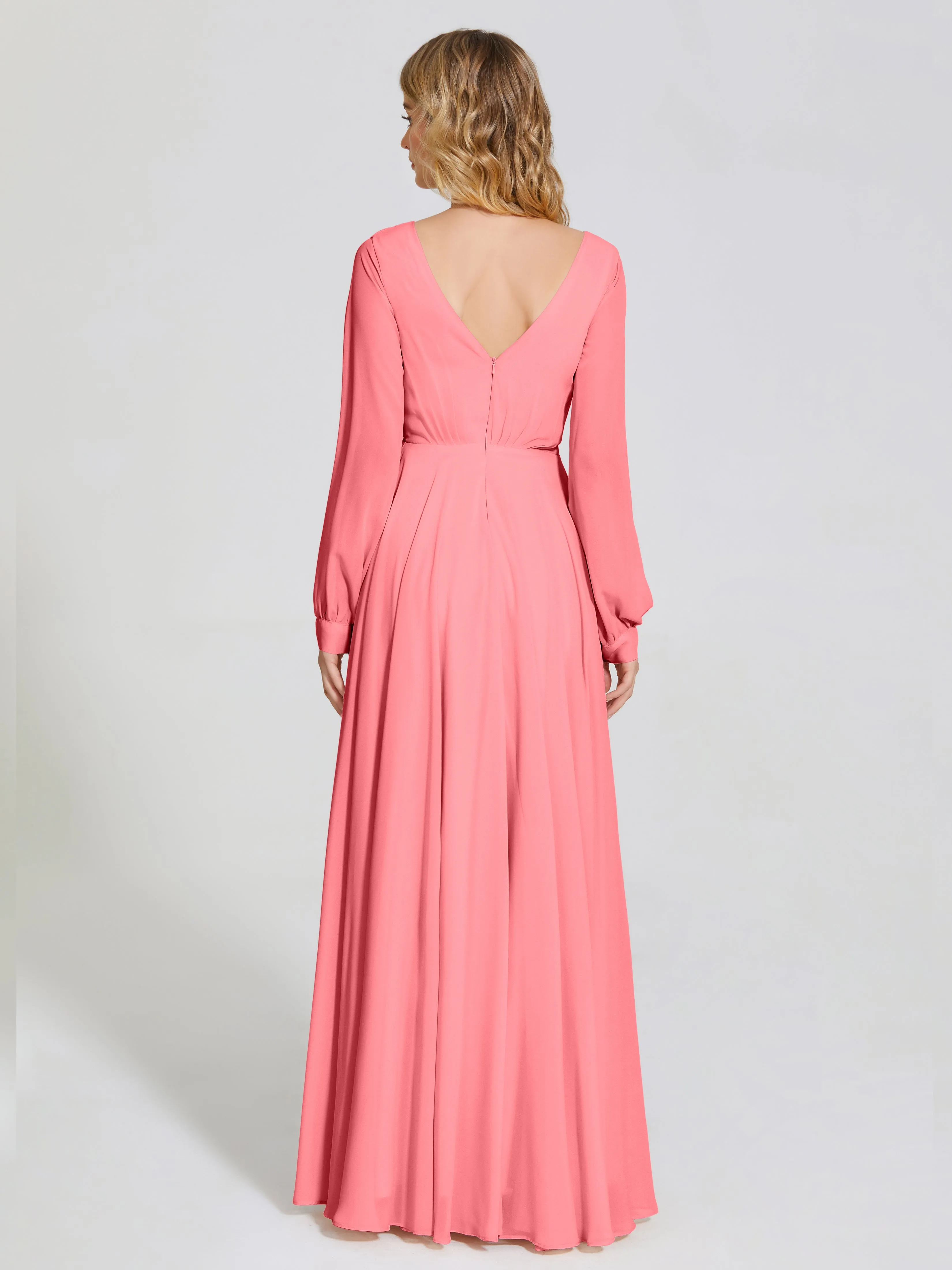 Raegan Simple Long Sleeves Chiffon Bridesmaid Dresses