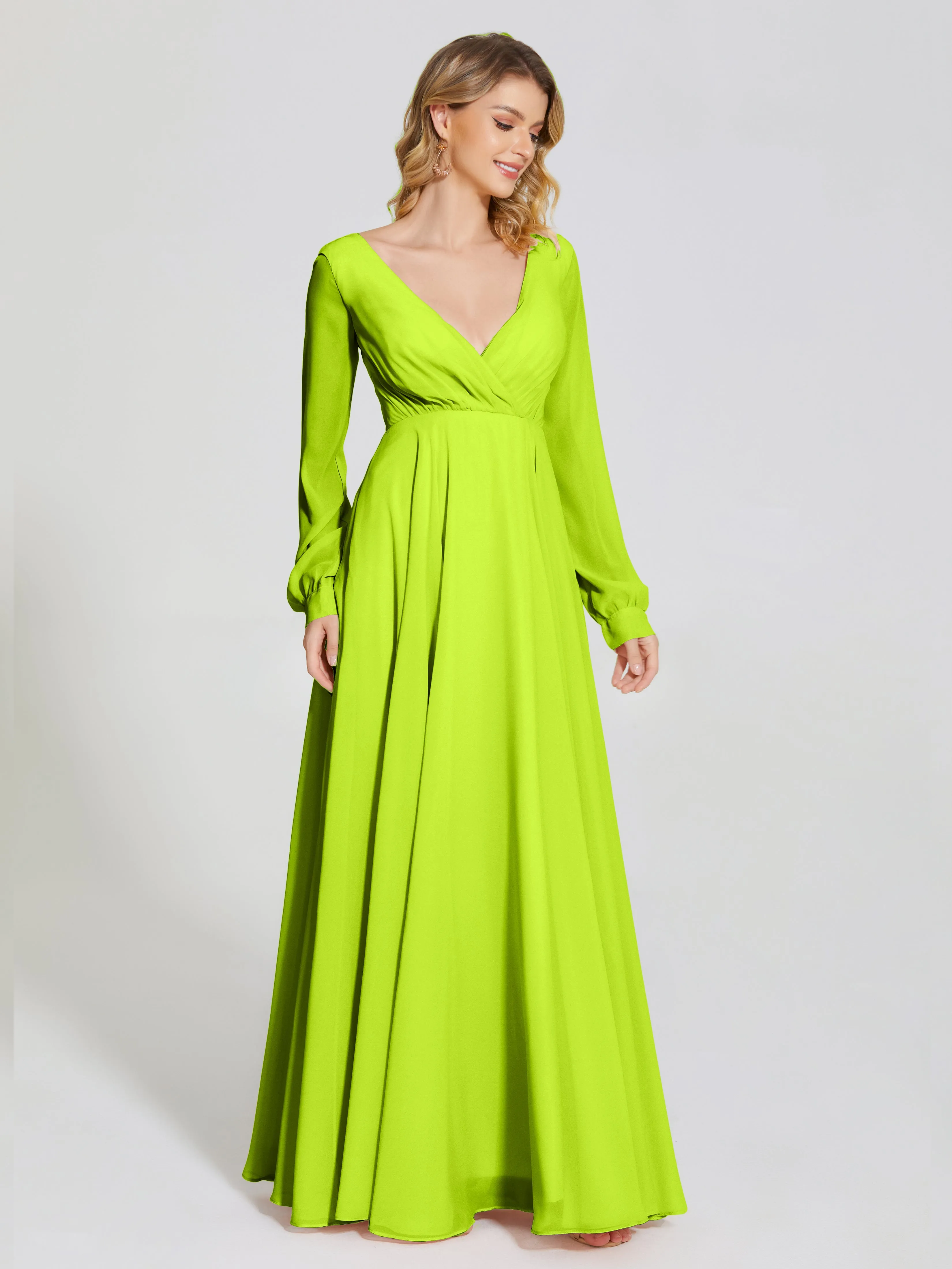 Raegan Simple Long Sleeves Chiffon Bridesmaid Dresses
