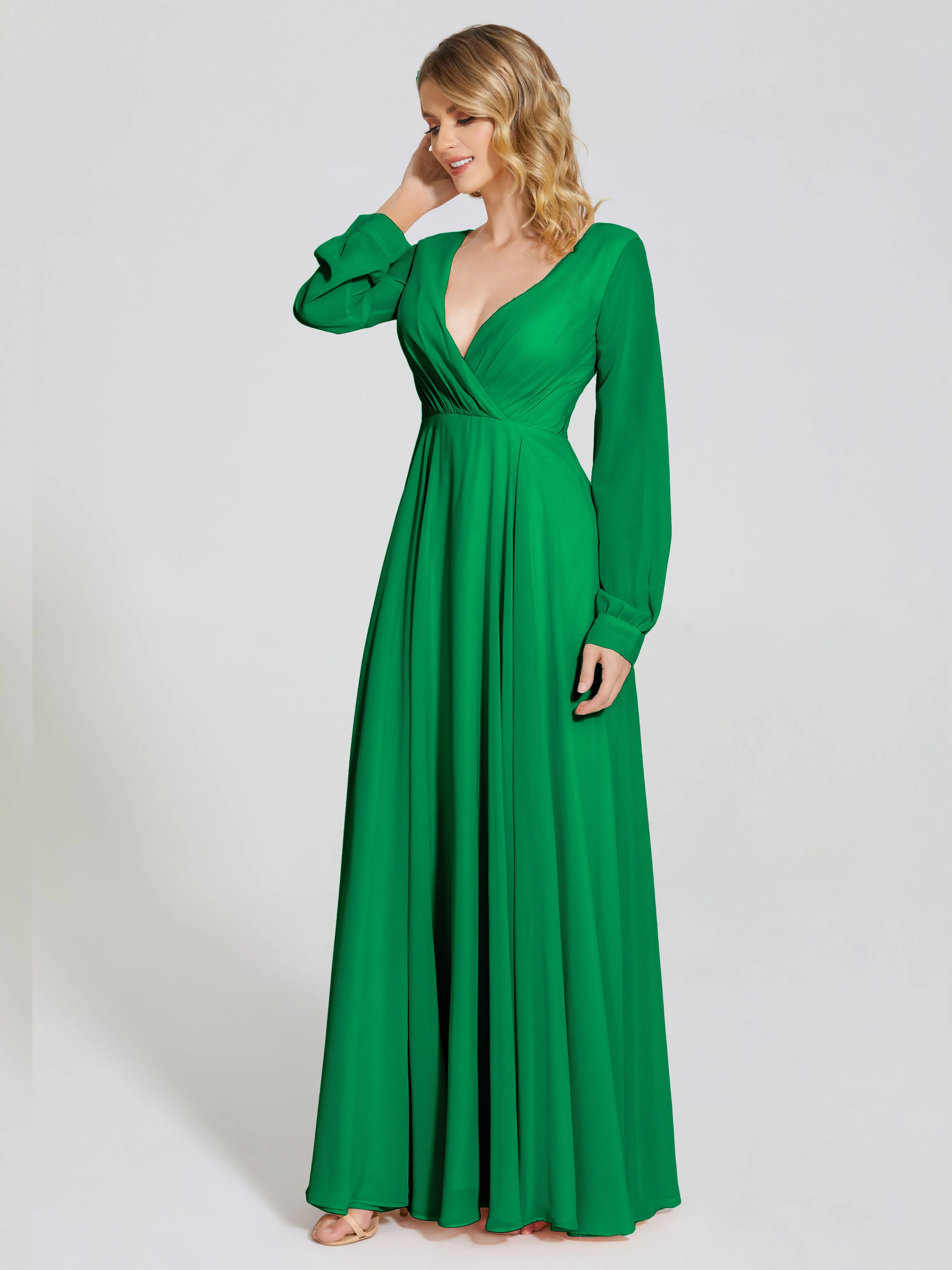 Raegan Simple Long Sleeves Chiffon Bridesmaid Dresses