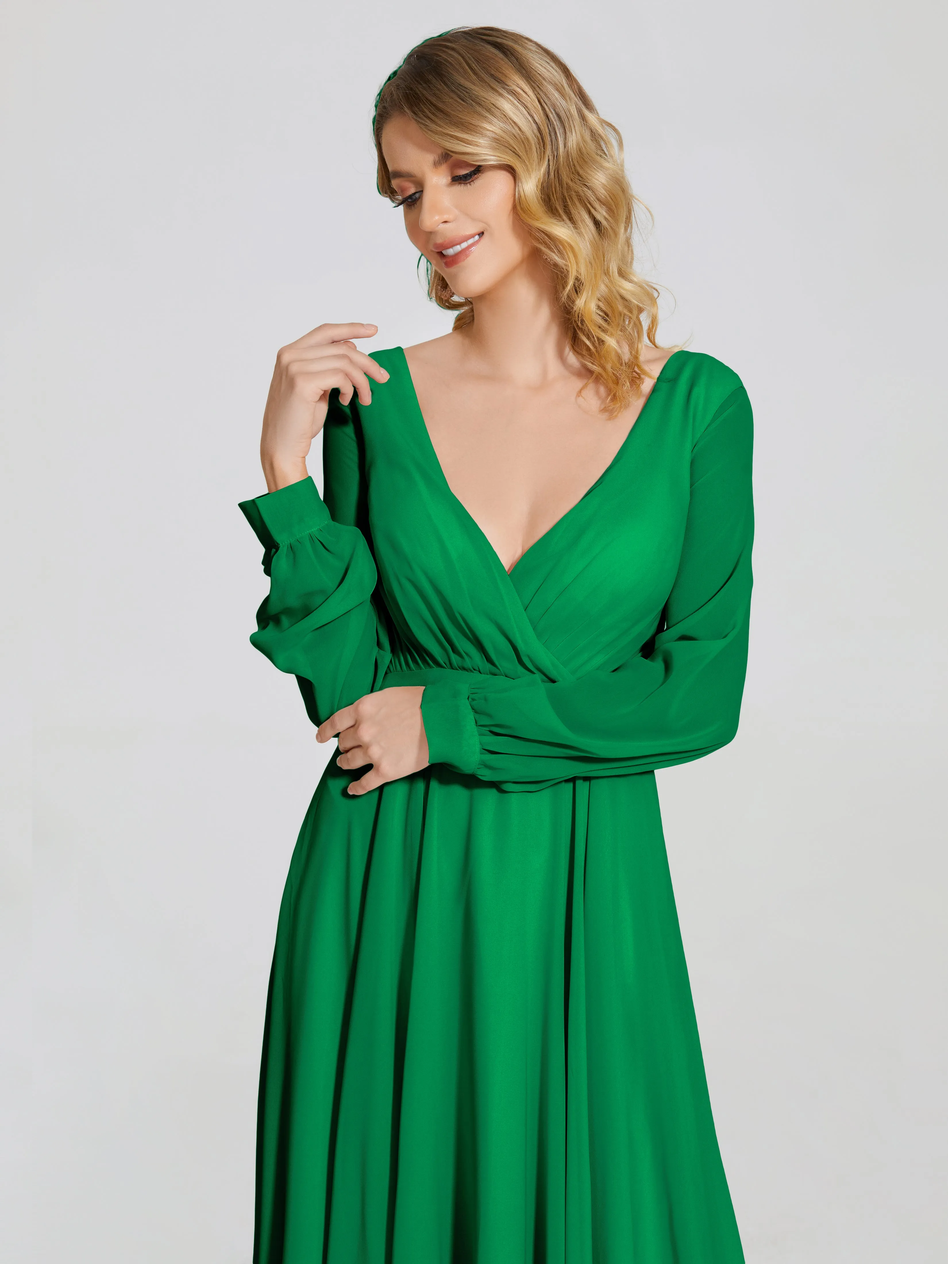 Raegan Simple Long Sleeves Chiffon Bridesmaid Dresses