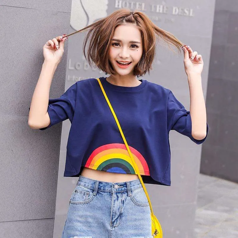Rainbow Hippie Crop Top