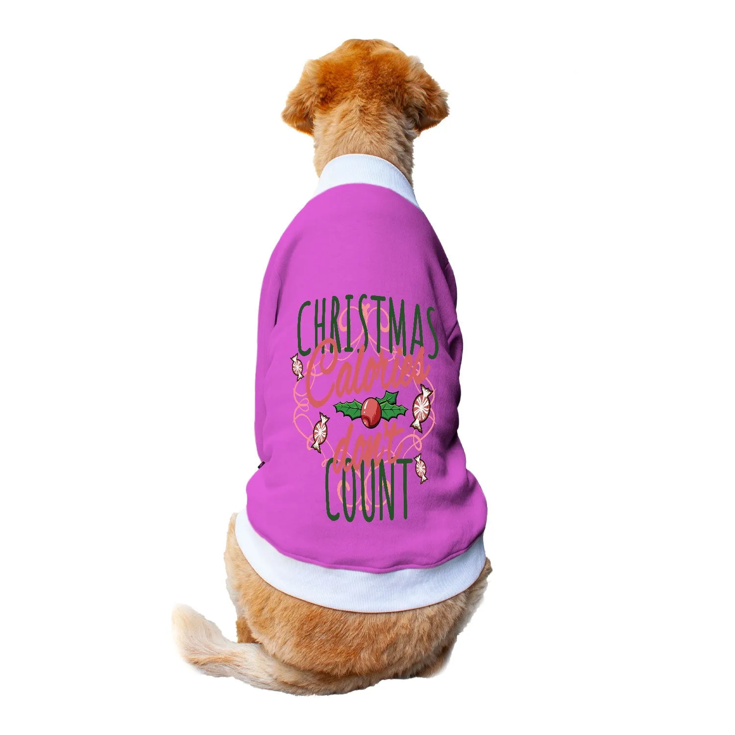 Ruse 'Basics' "Christmas Calories Don't Count" Printed Crew Neck Full Sleeve Sweatshirt For Dogs