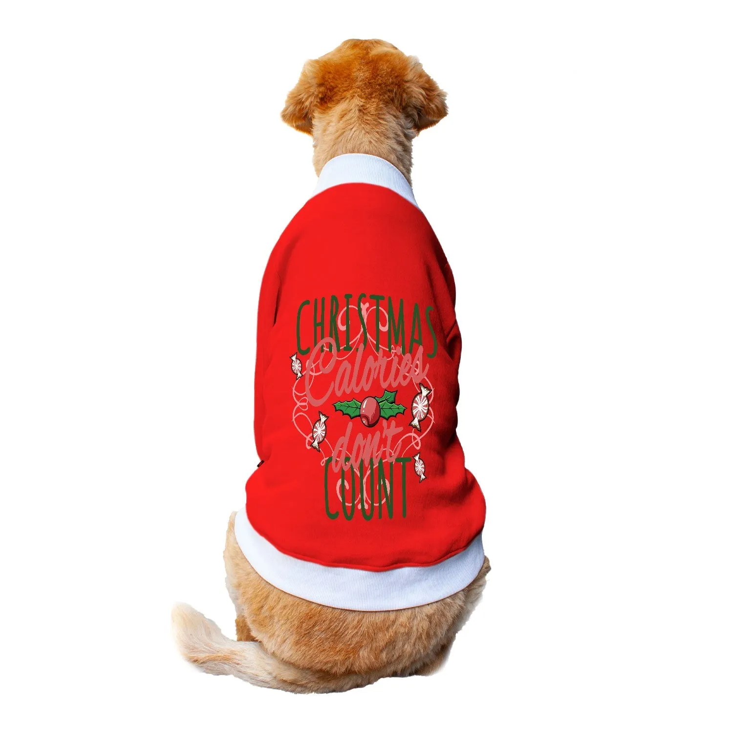 Ruse 'Basics' "Christmas Calories Don't Count" Printed Crew Neck Full Sleeve Sweatshirt For Dogs