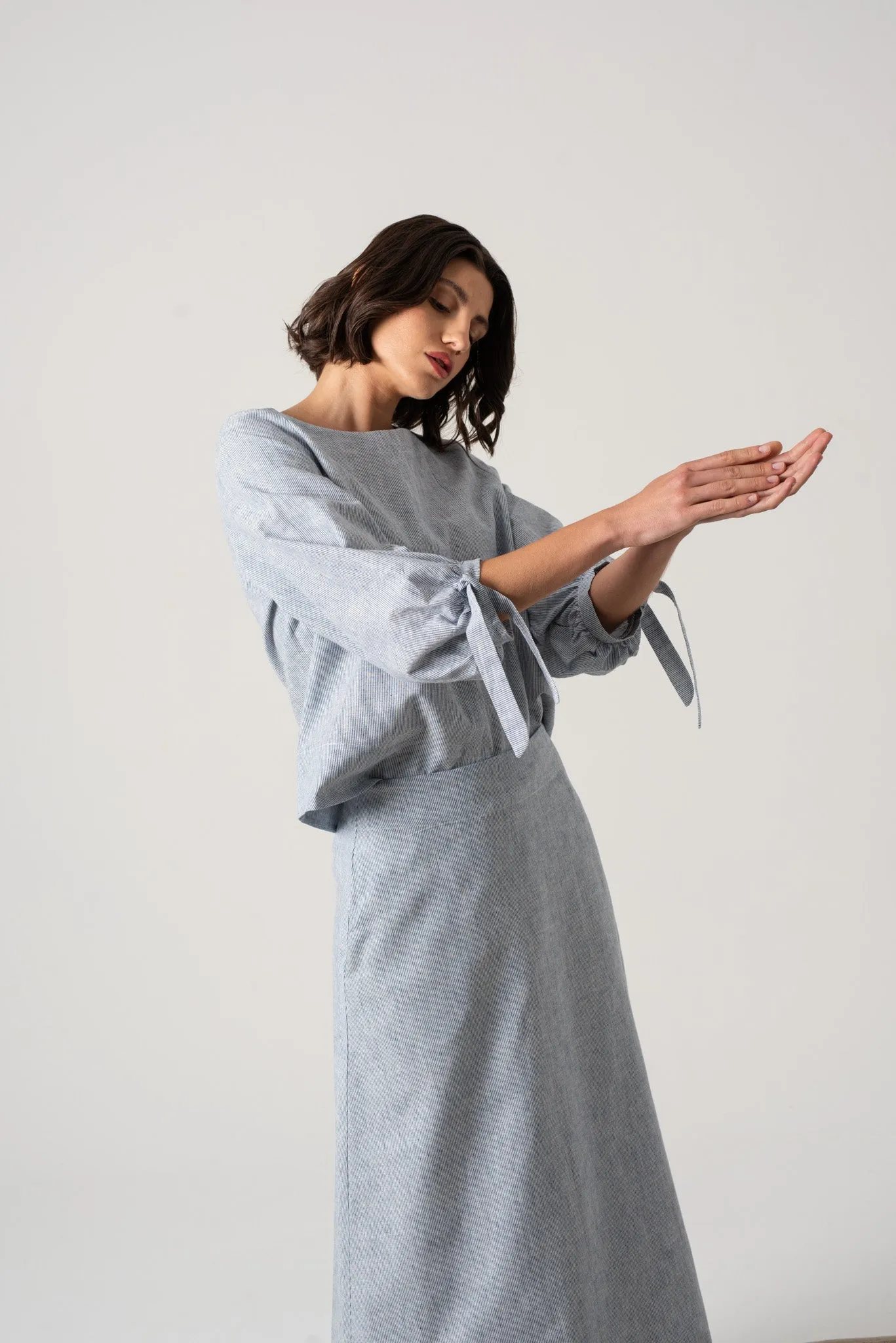Sander Linen Top French Blue Stripe