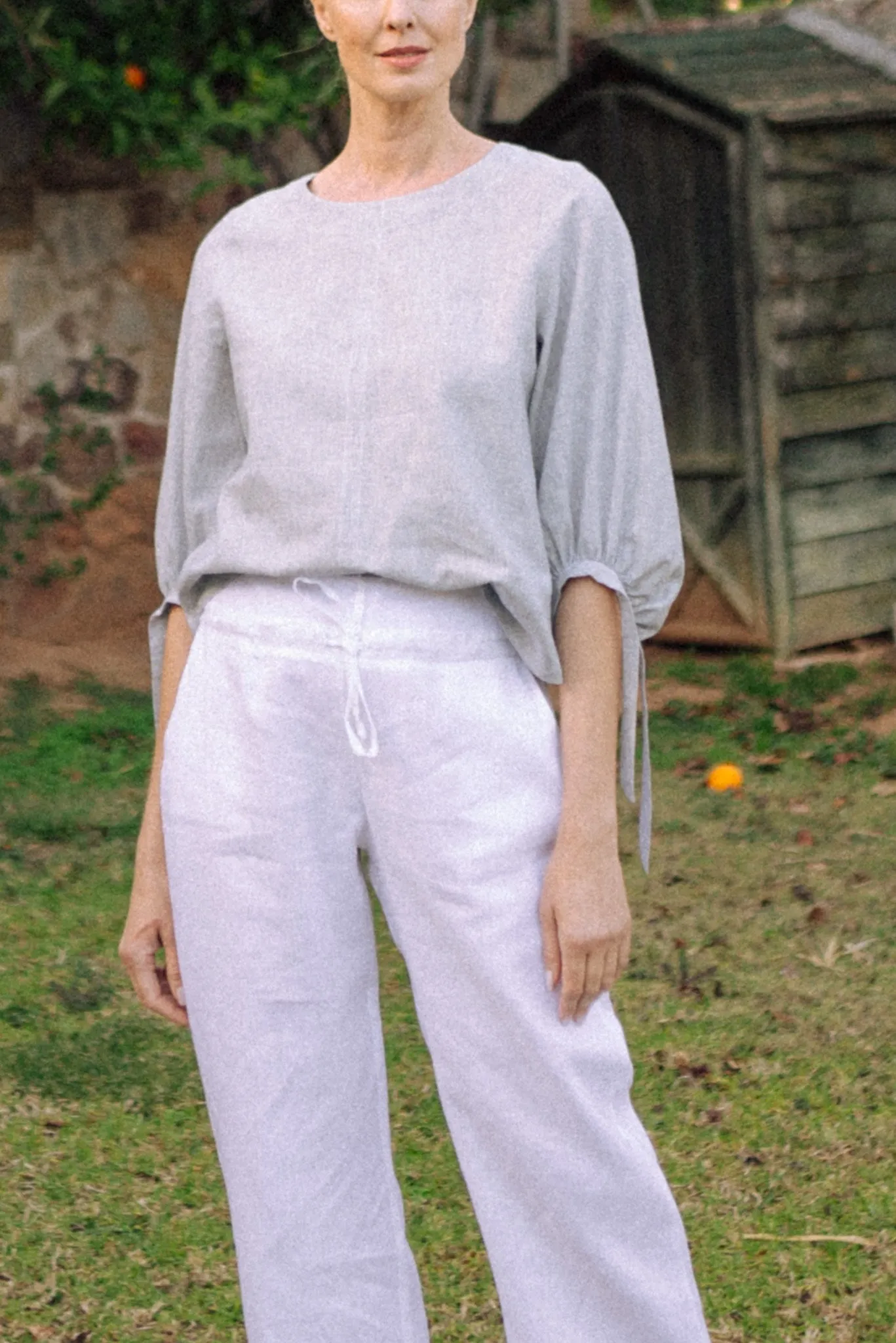 Sander Linen Top French Blue Stripe