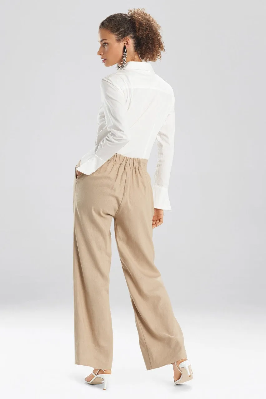 Solid Linen Wide Leg Pants